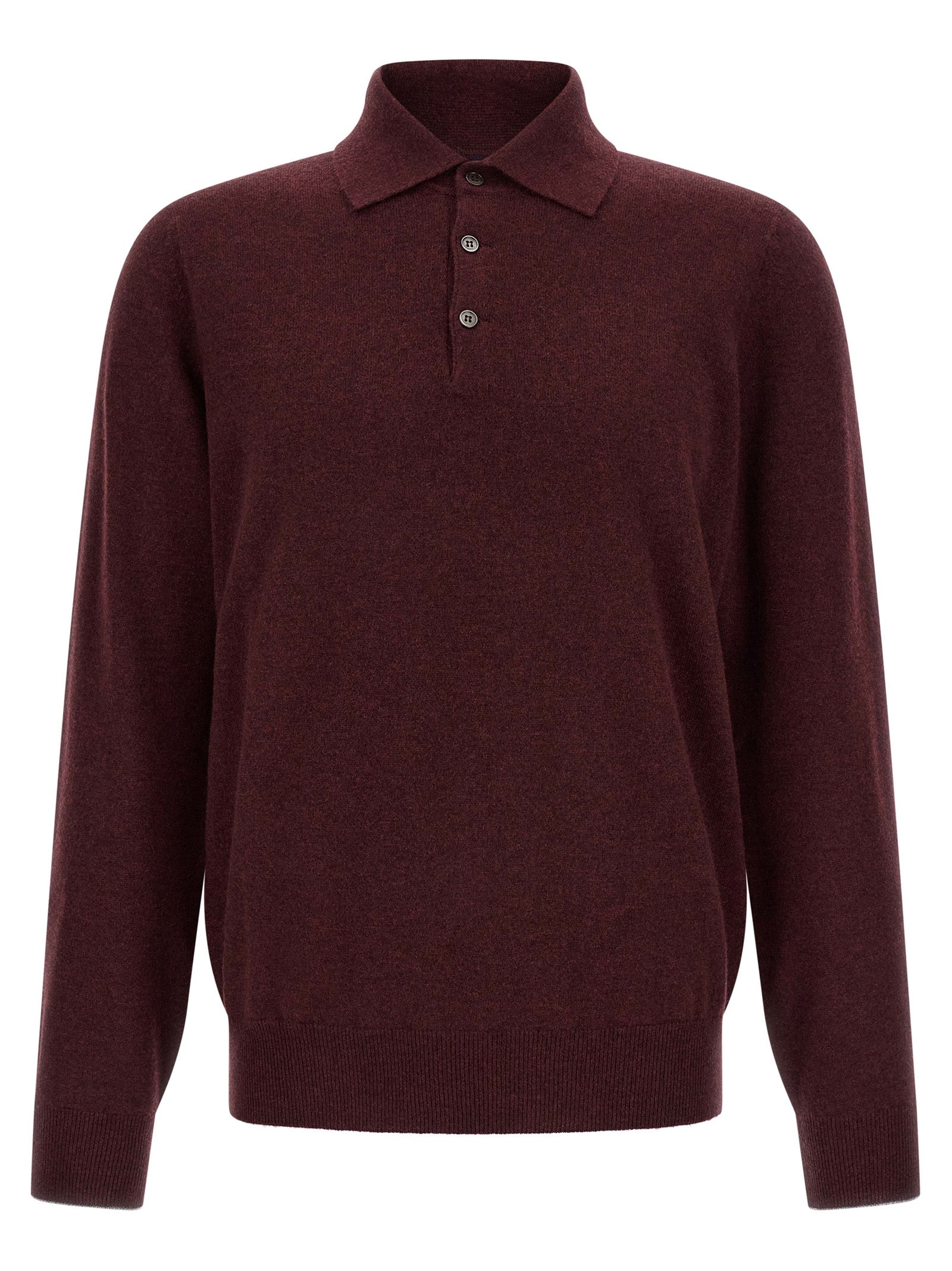 Brunello Cucinelli Bordeaux Cashmere Polo Men's Shirt