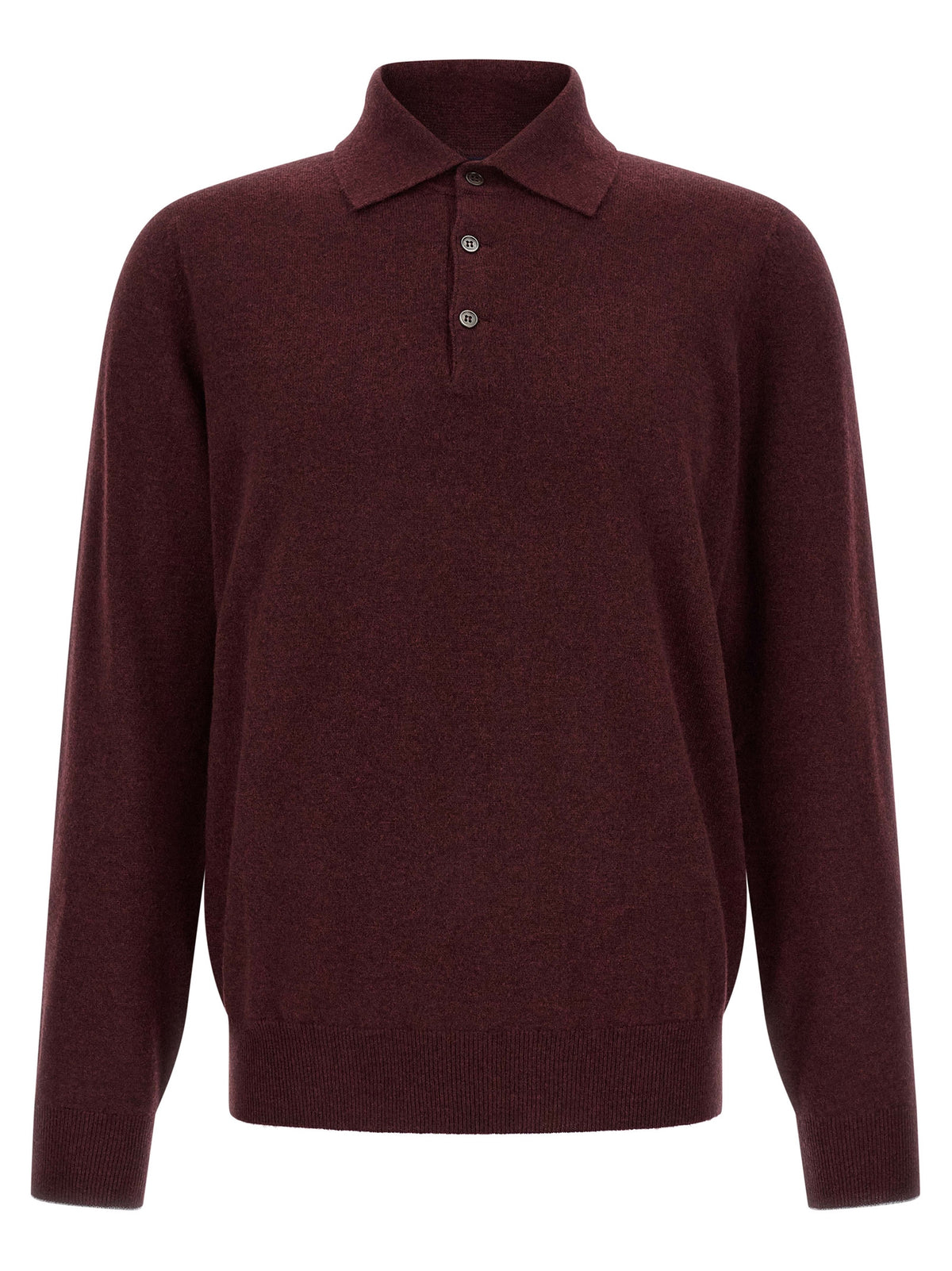 Brunello Cucinelli Bordeaux Cashmere Polo Men's Shirt
