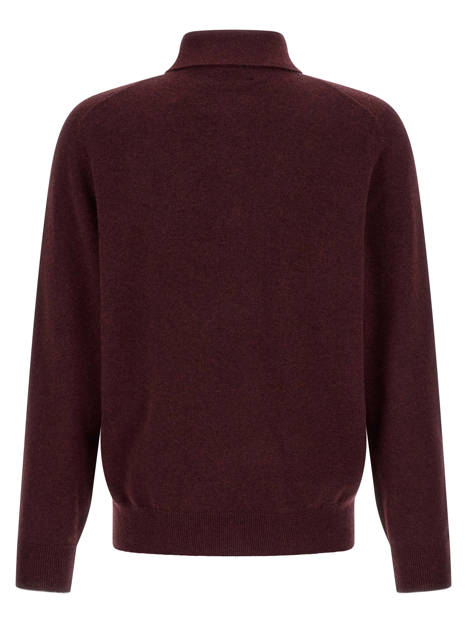 Brunello Cucinelli Bordeaux Cashmere Polo Men's Shirt