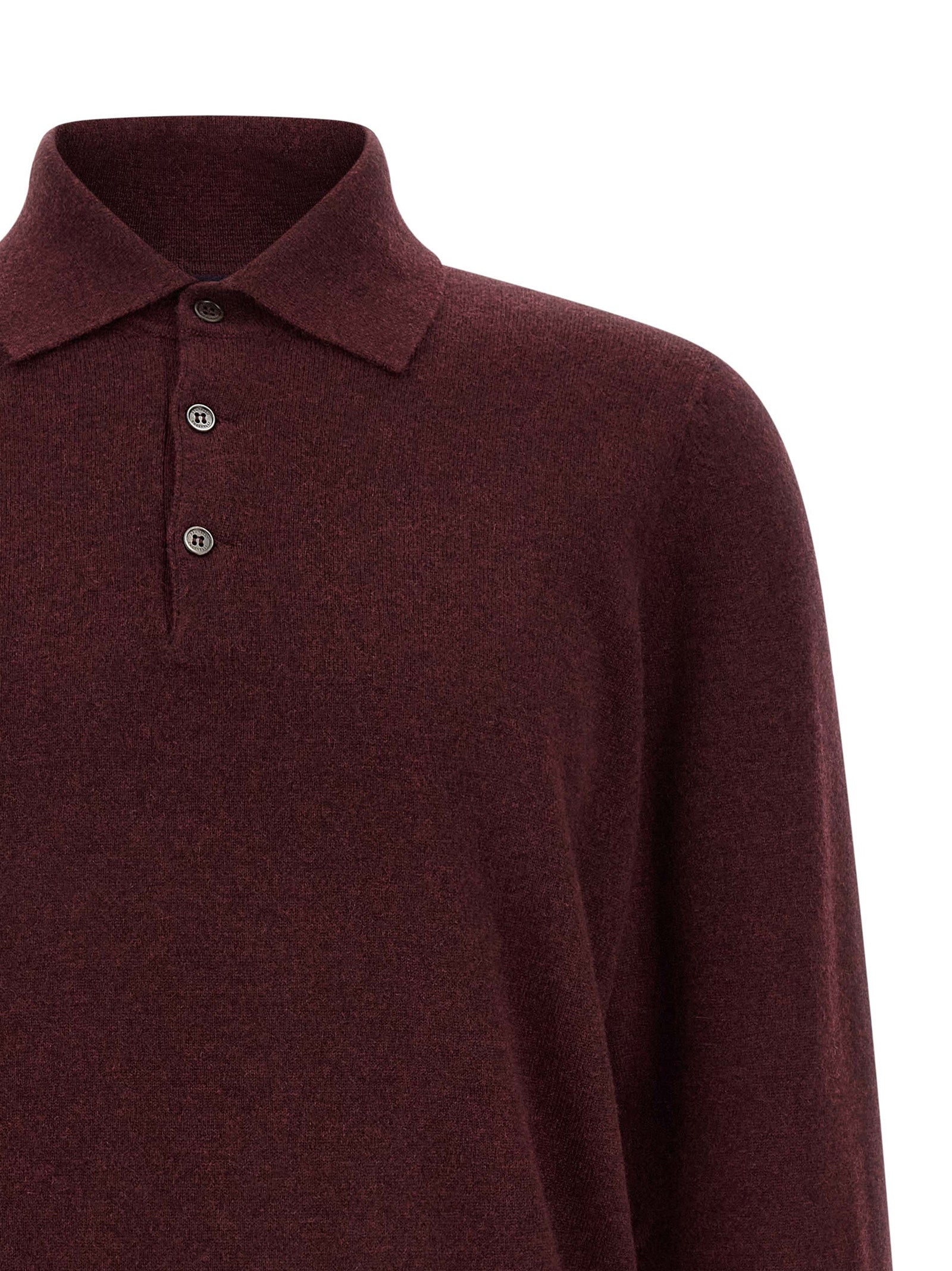Brunello Cucinelli Bordeaux Cashmere Polo Men's Shirt