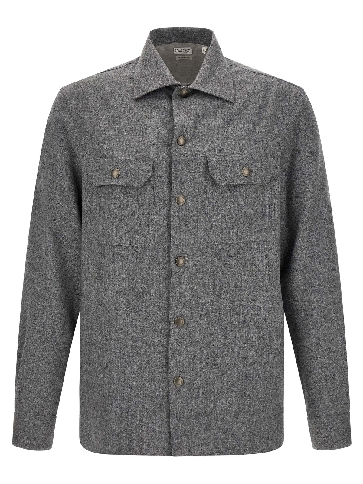 Brunello Cucinelli Gray Virgin Wool Men's Blouse