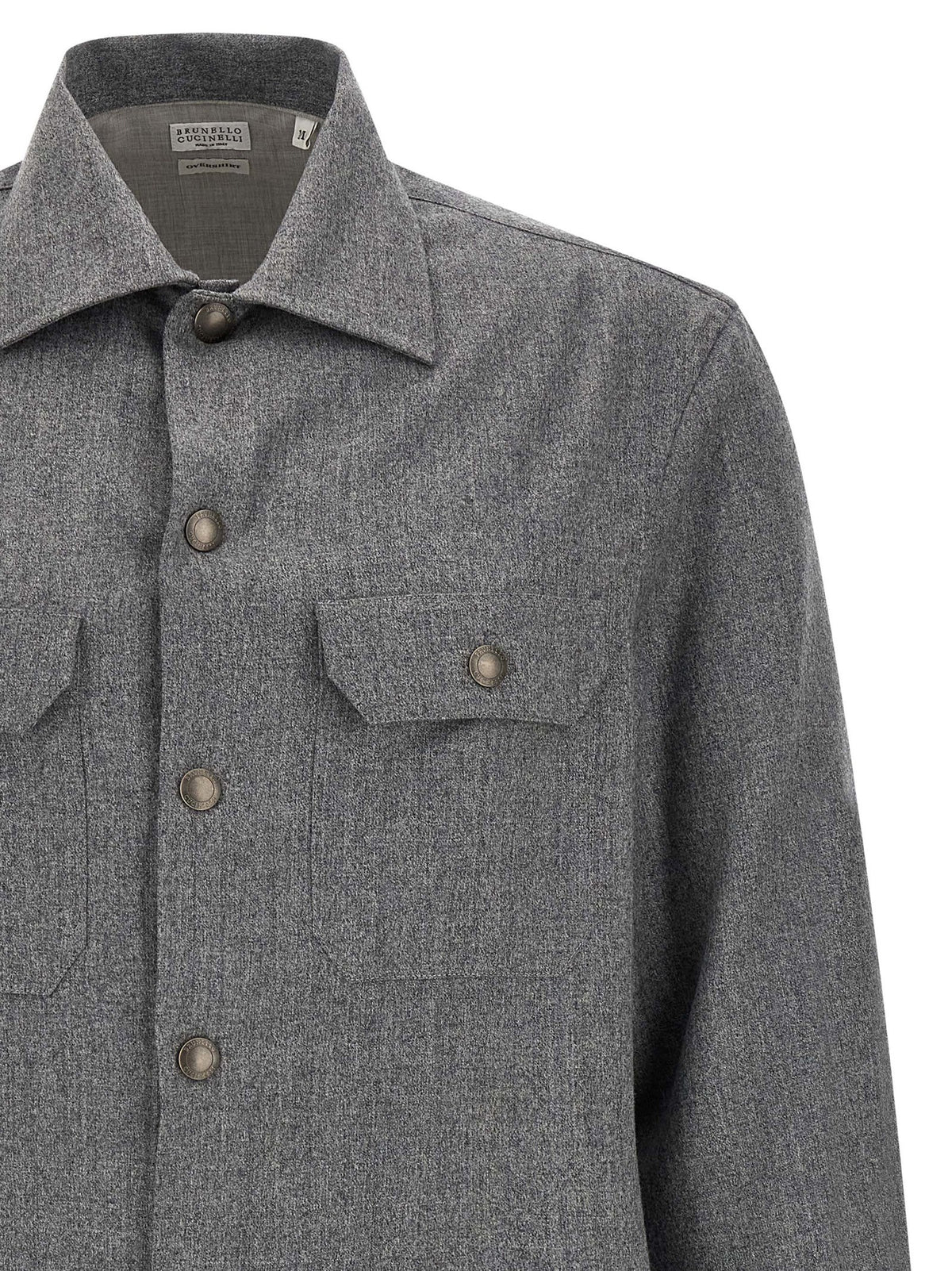 Brunello Cucinelli Gray Virgin Wool Men's Blouse