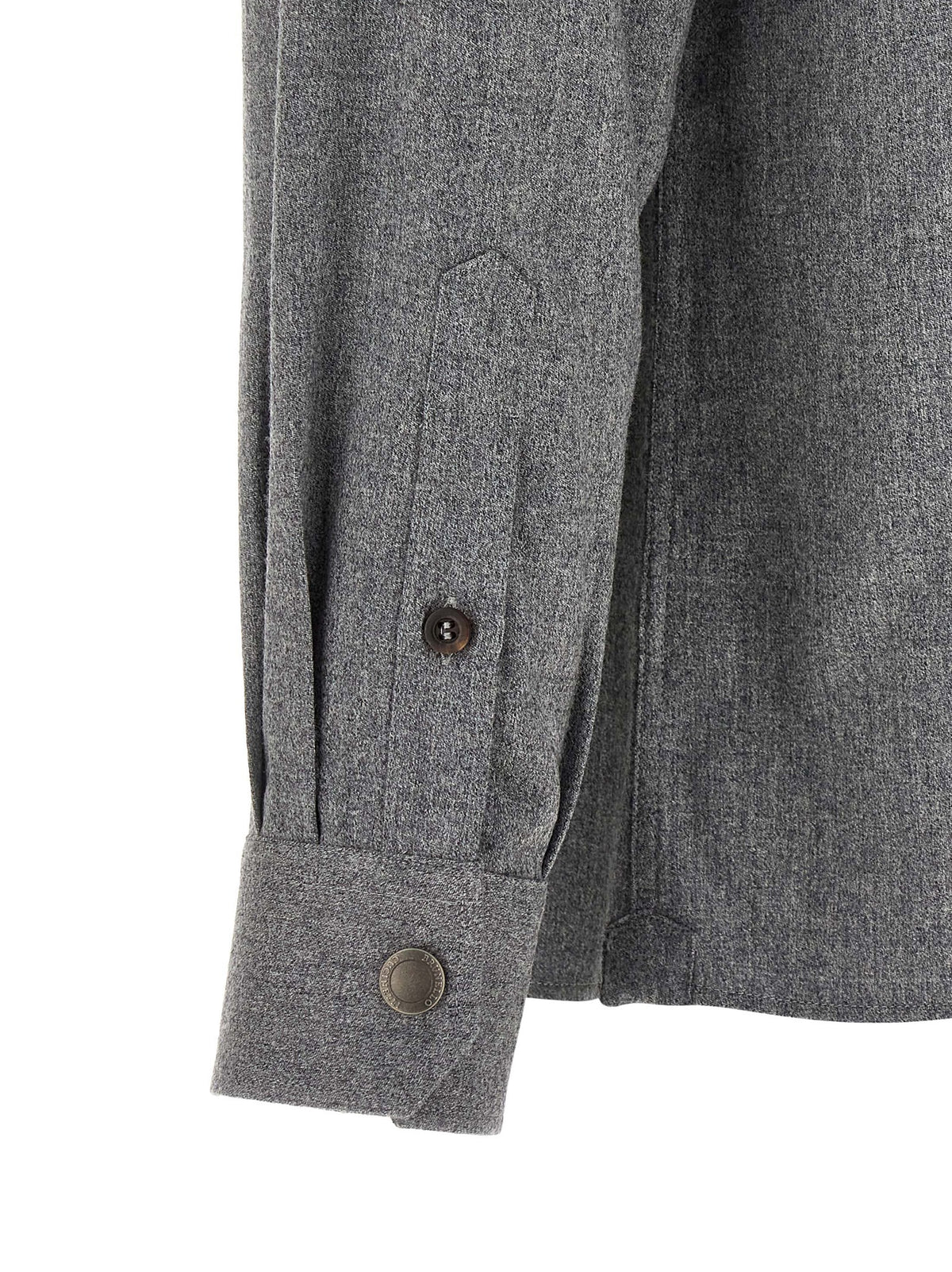 Brunello Cucinelli Gray Virgin Wool Men's Blouse