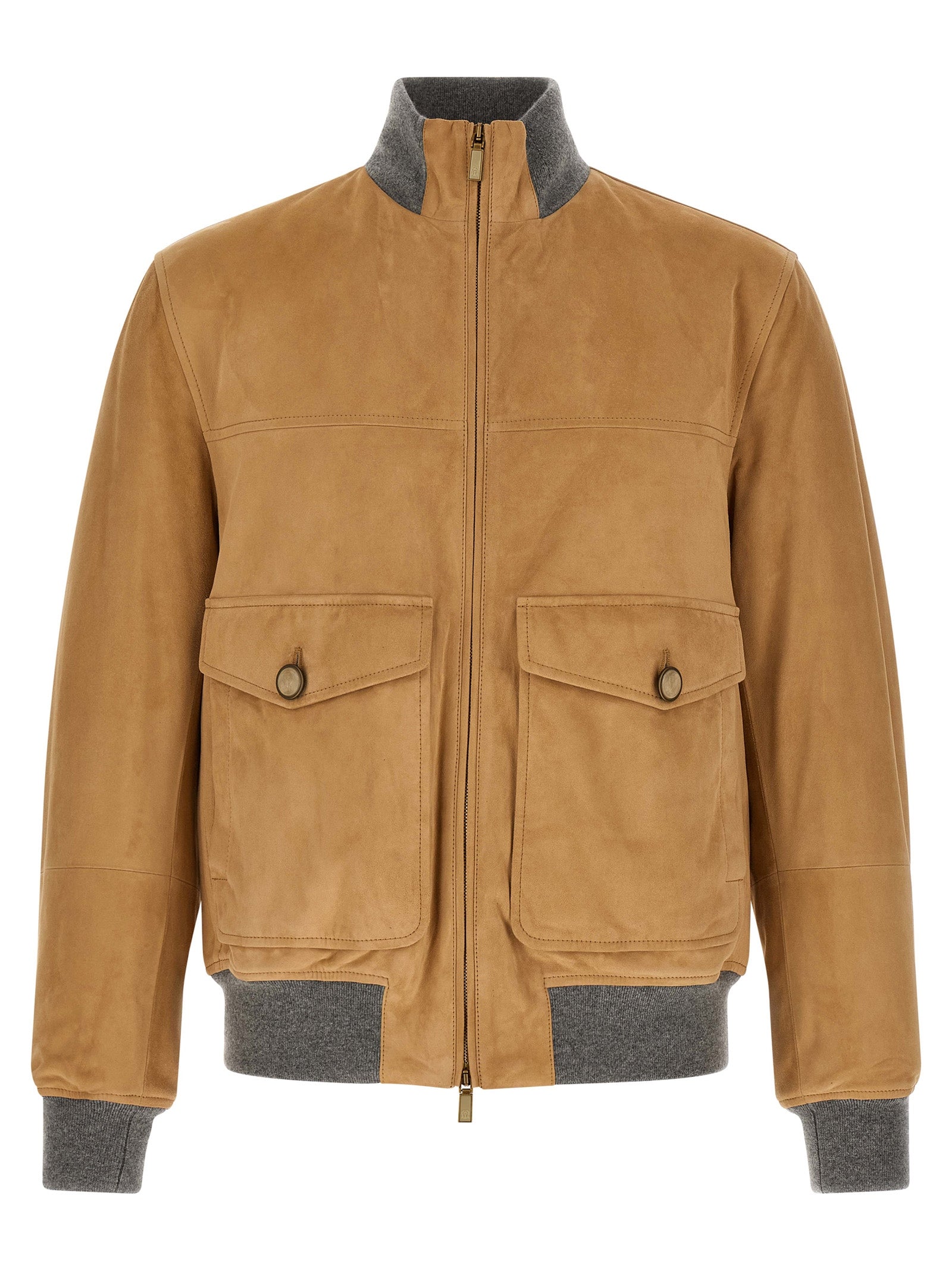 Brunello Cucinelli Beige Lamb Leather Leather Men's Jacket