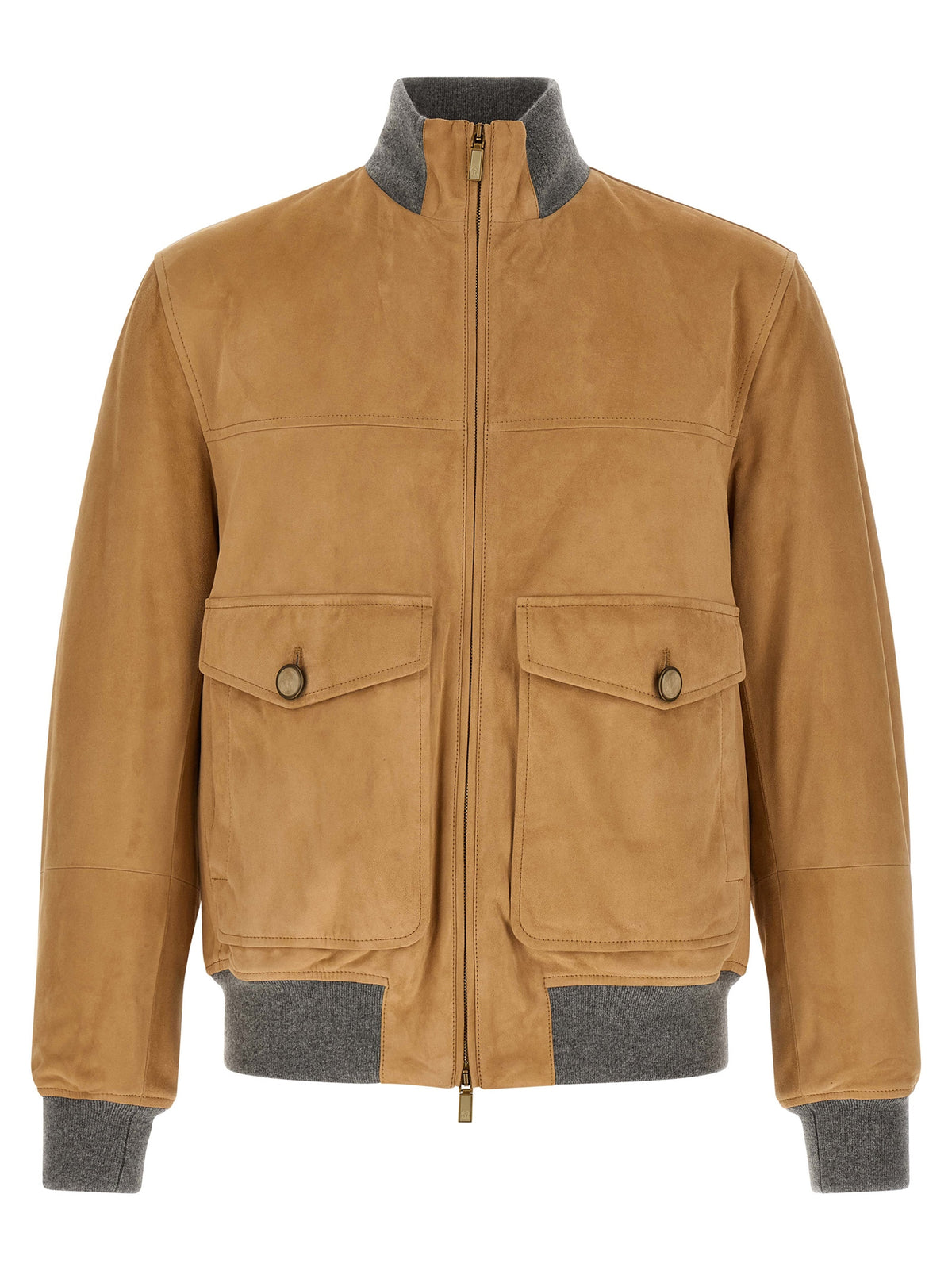 Brunello Cucinelli Beige Lamb Leather Leather Men's Jacket