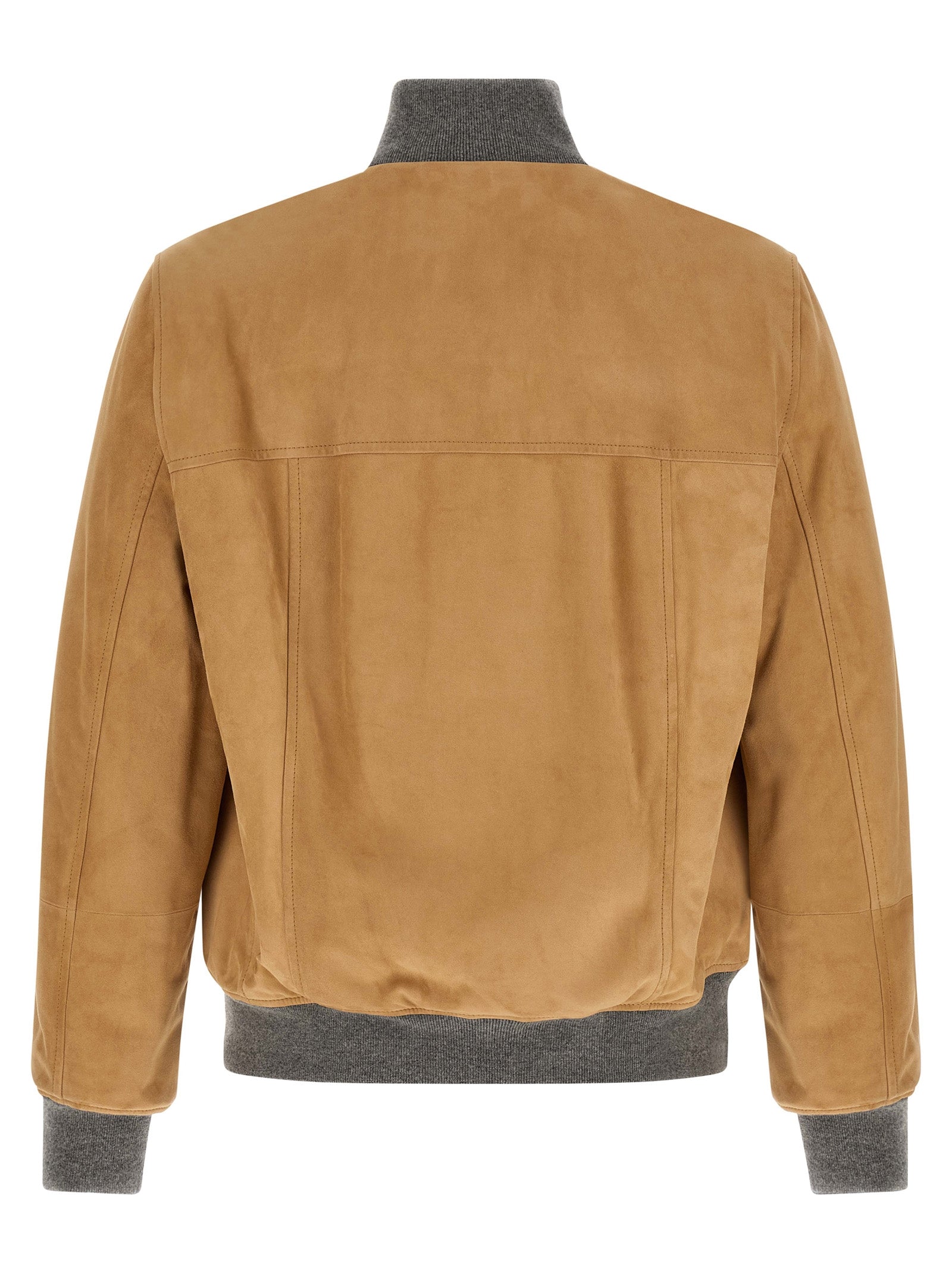 Brunello Cucinelli Beige Lamb Leather Leather Men's Jacket