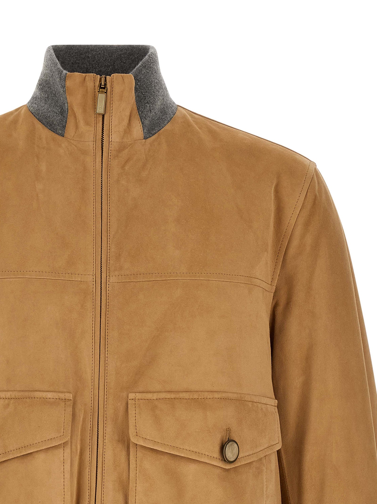 Brunello Cucinelli Beige Lamb Leather Leather Men's Jacket