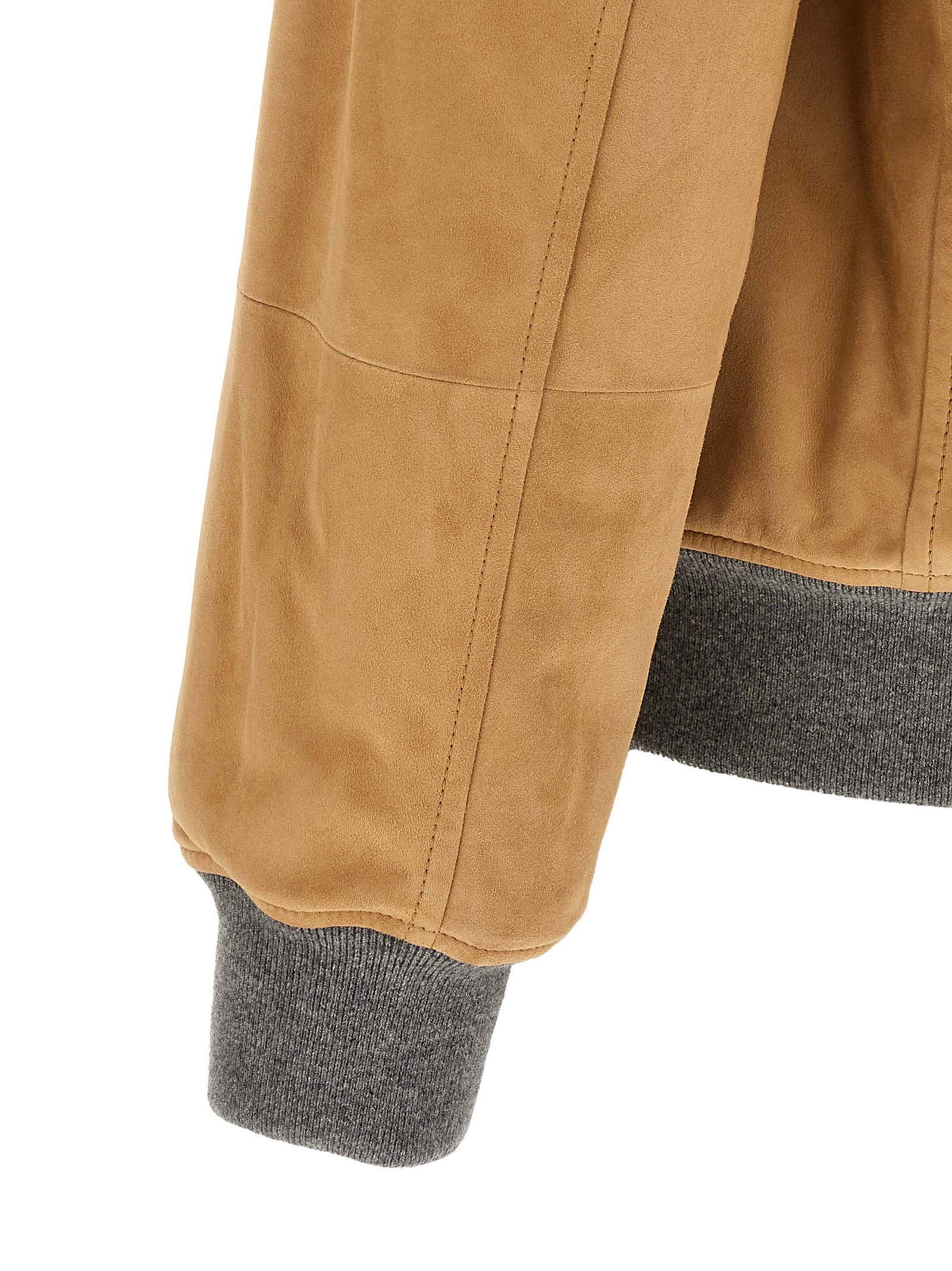 Brunello Cucinelli Beige Lamb Leather Leather Men's Jacket