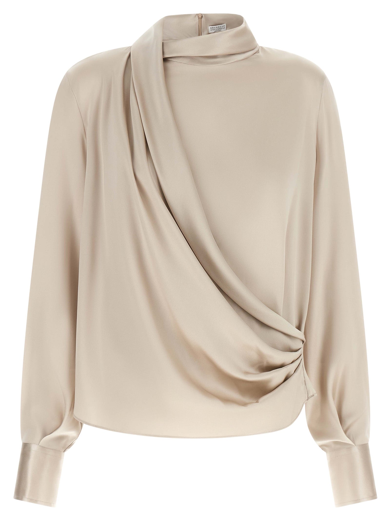 Brunello Cucinelli Beige Silk Women's Blouse