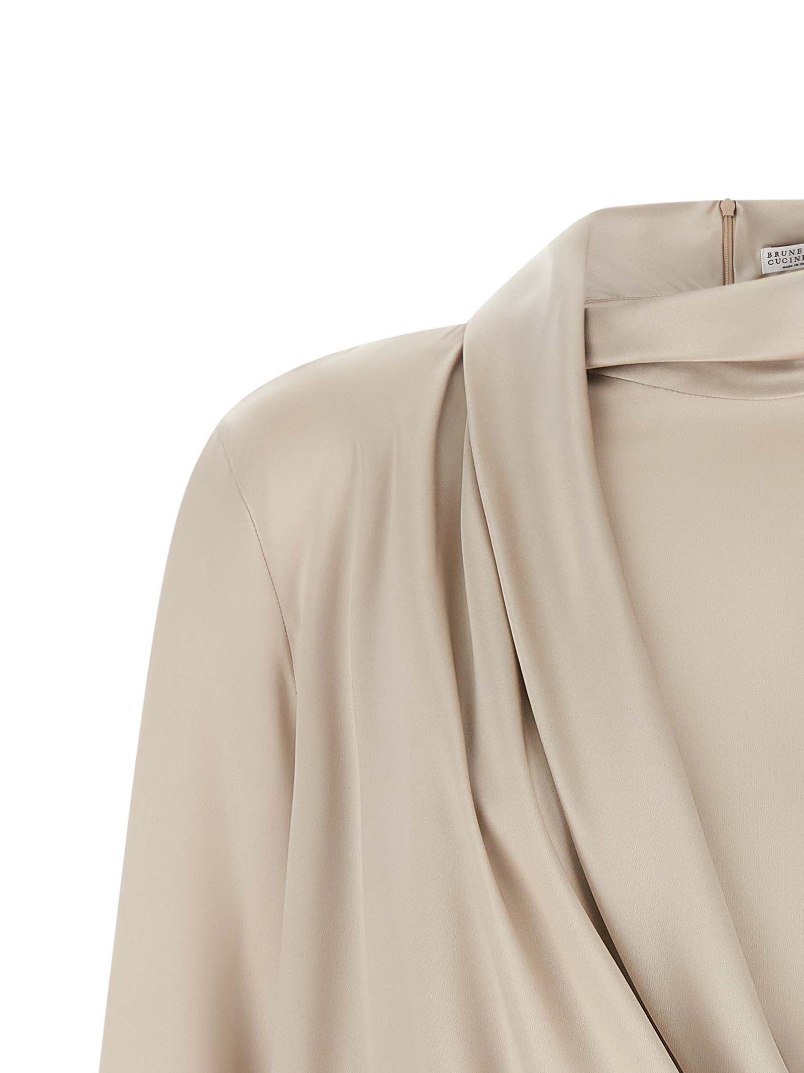 Brunello Cucinelli Beige Silk Women's Blouse