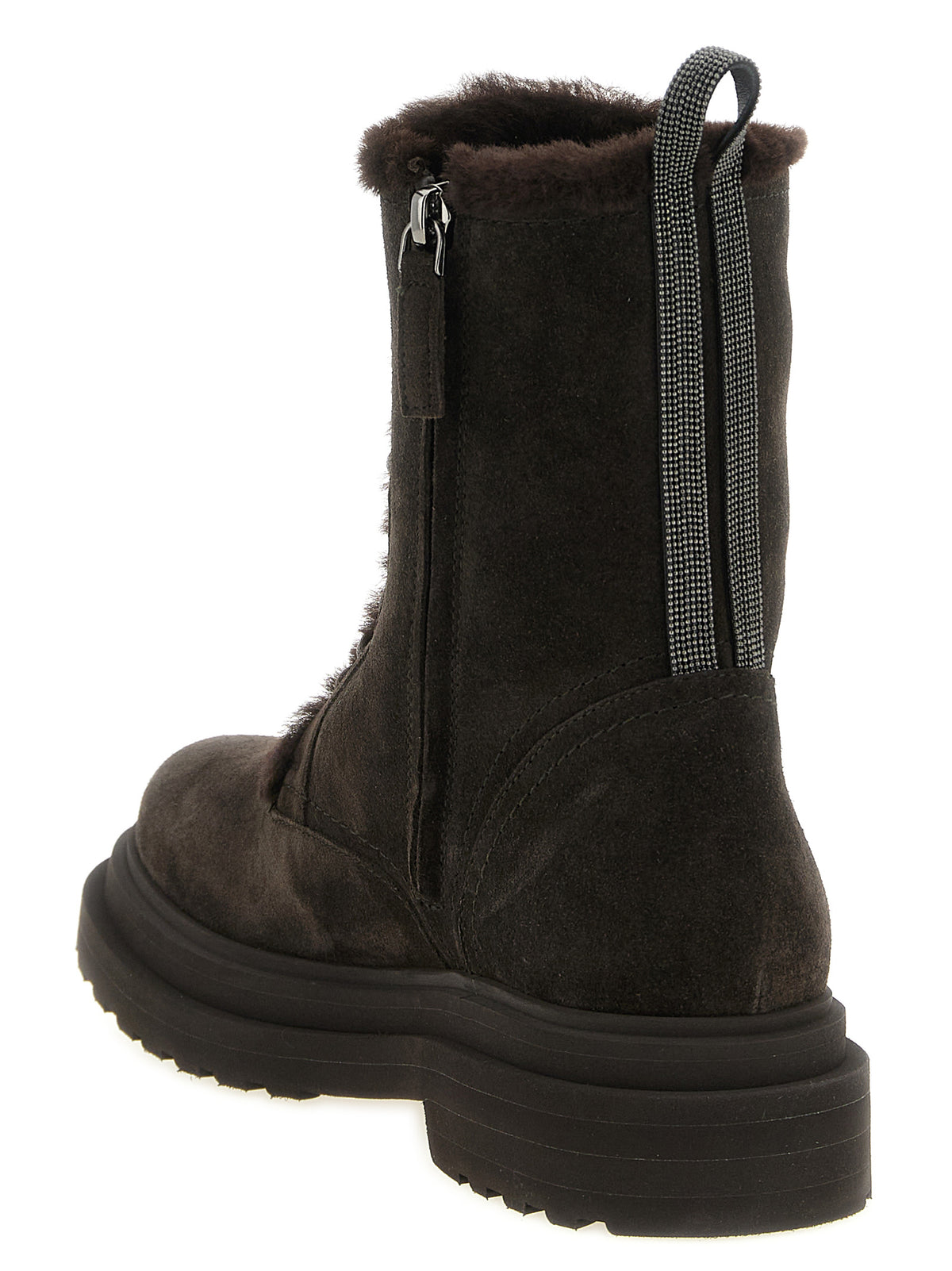 Brunello Cucinelli Brown Calfskin Lace-Up Women's Boots