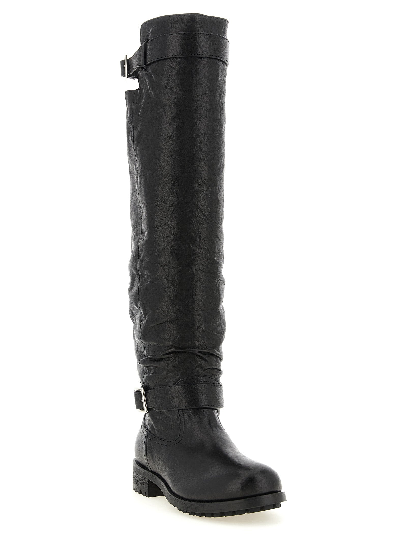 Jimmy Choo Black Leather Over The Women's Knee