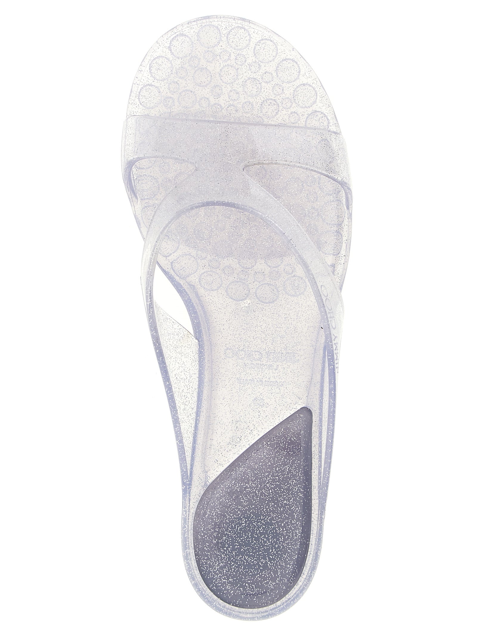 Jimmy Choo Silver Rubber Flat Women's Sandals