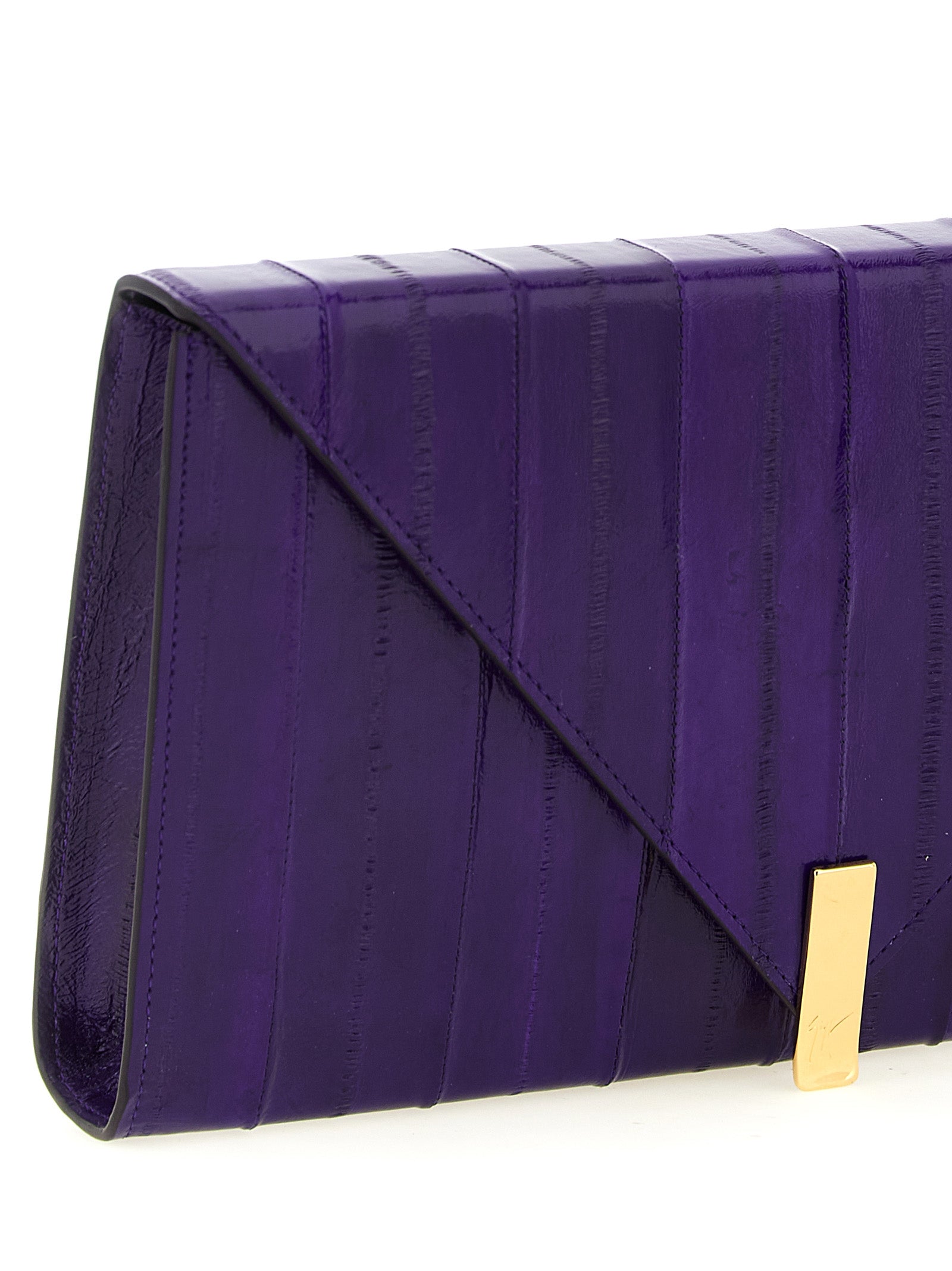Giuseppe Zanotti Purple Leather Clutch Women's Bag
