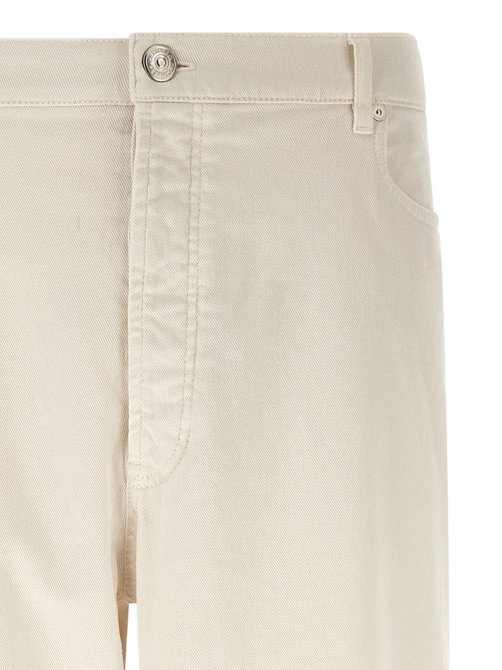 Brunello Cucinelli White Cotton Relaxed Fit Men's Jeans