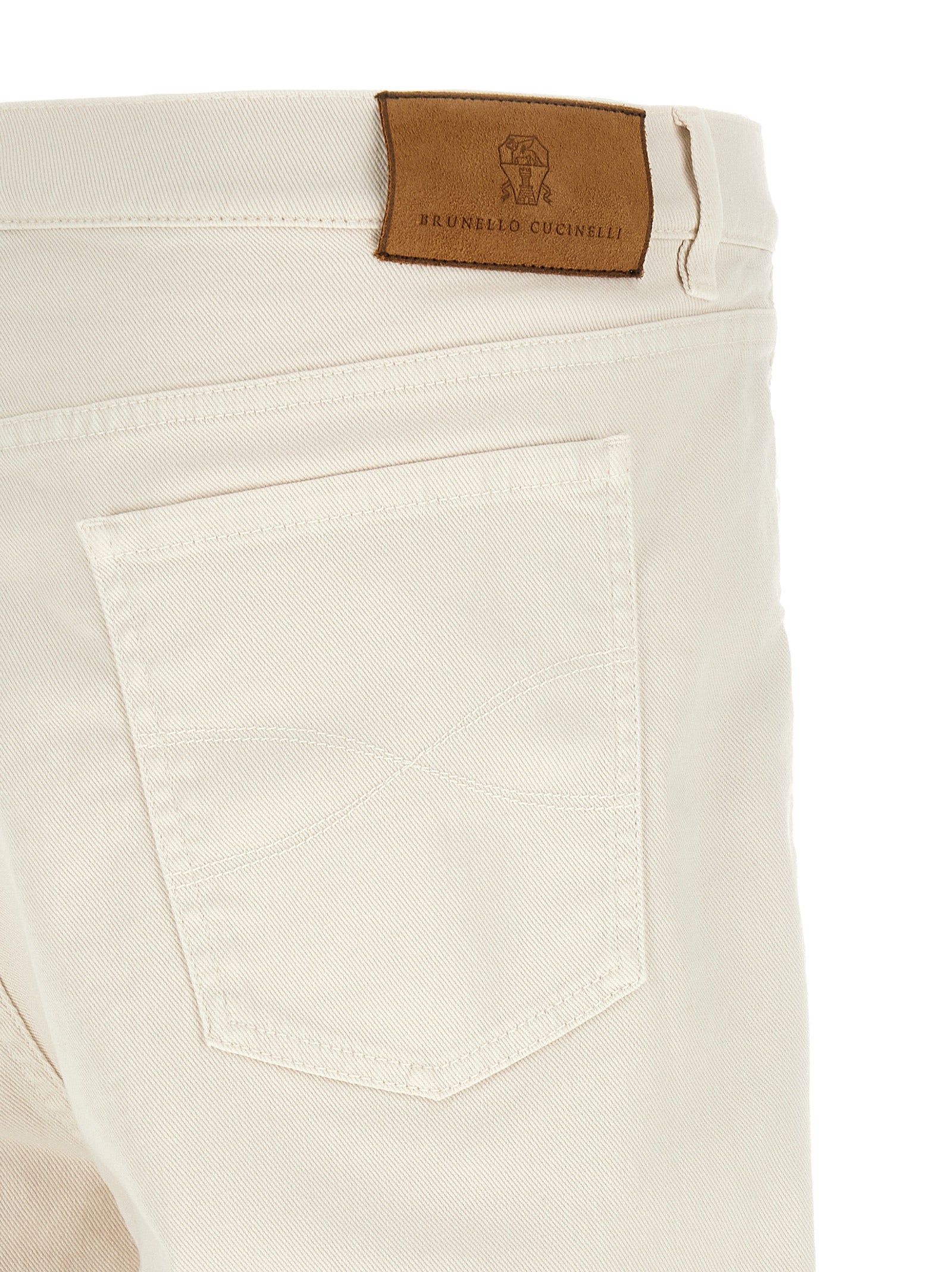Brunello Cucinelli White Cotton Relaxed Fit Men's Jeans