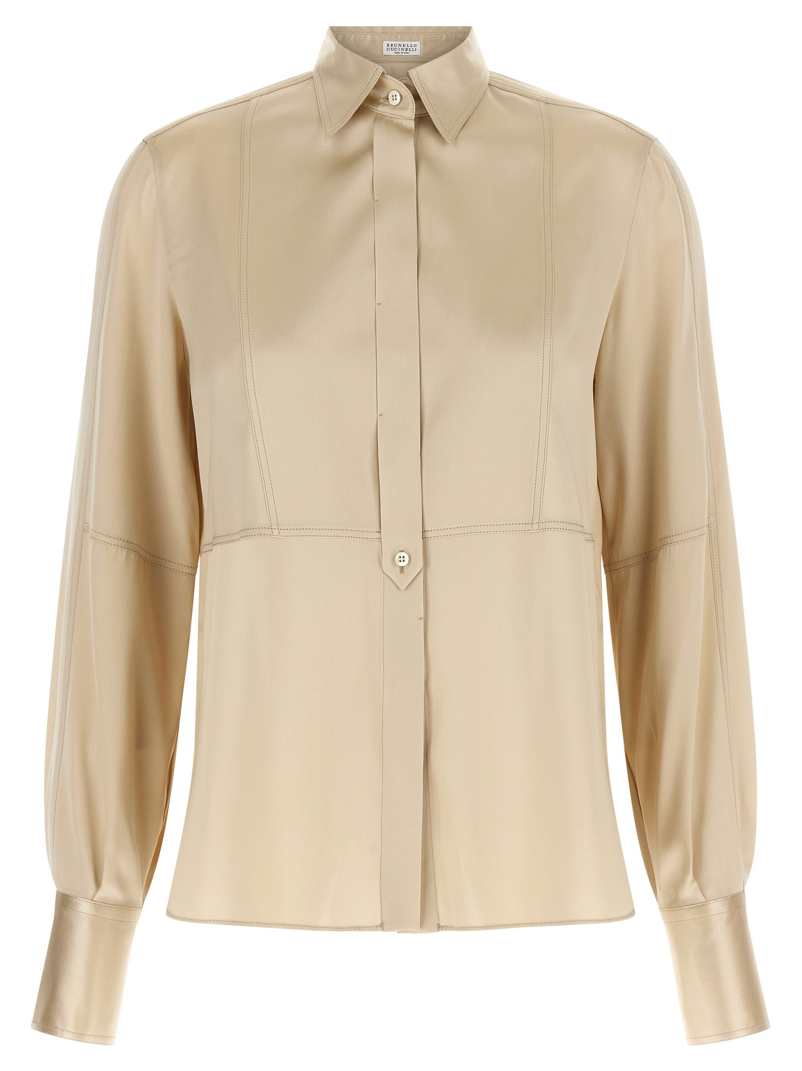 Brunello Cucinelli Beige Silk Women's Blouse