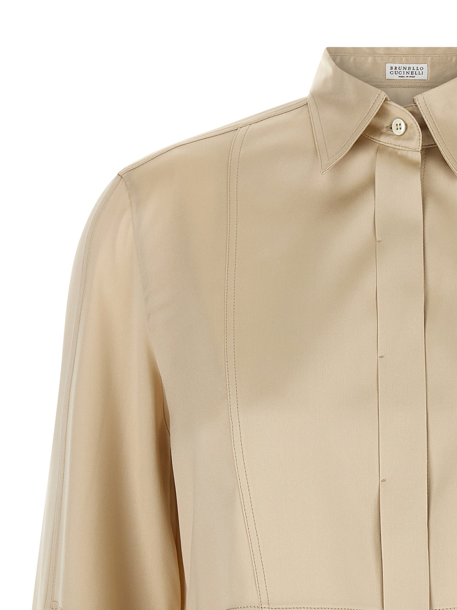 Brunello Cucinelli Beige Silk Women's Blouse