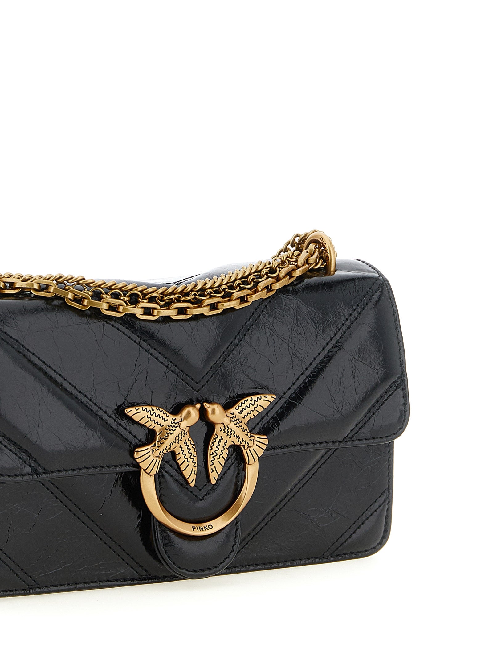PINKO Black Calfskin Crossbody Women's Bag
