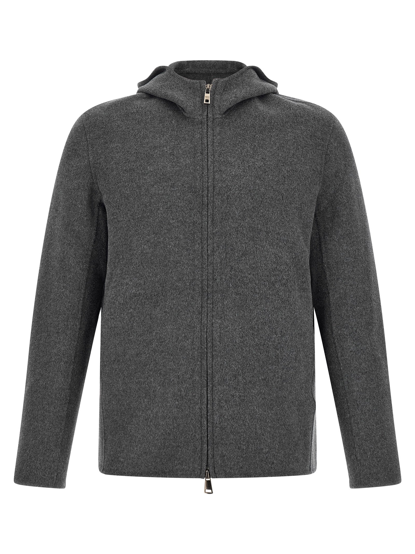 GIORGIO BRATO Gray Wool Full-Length Men's Jacket