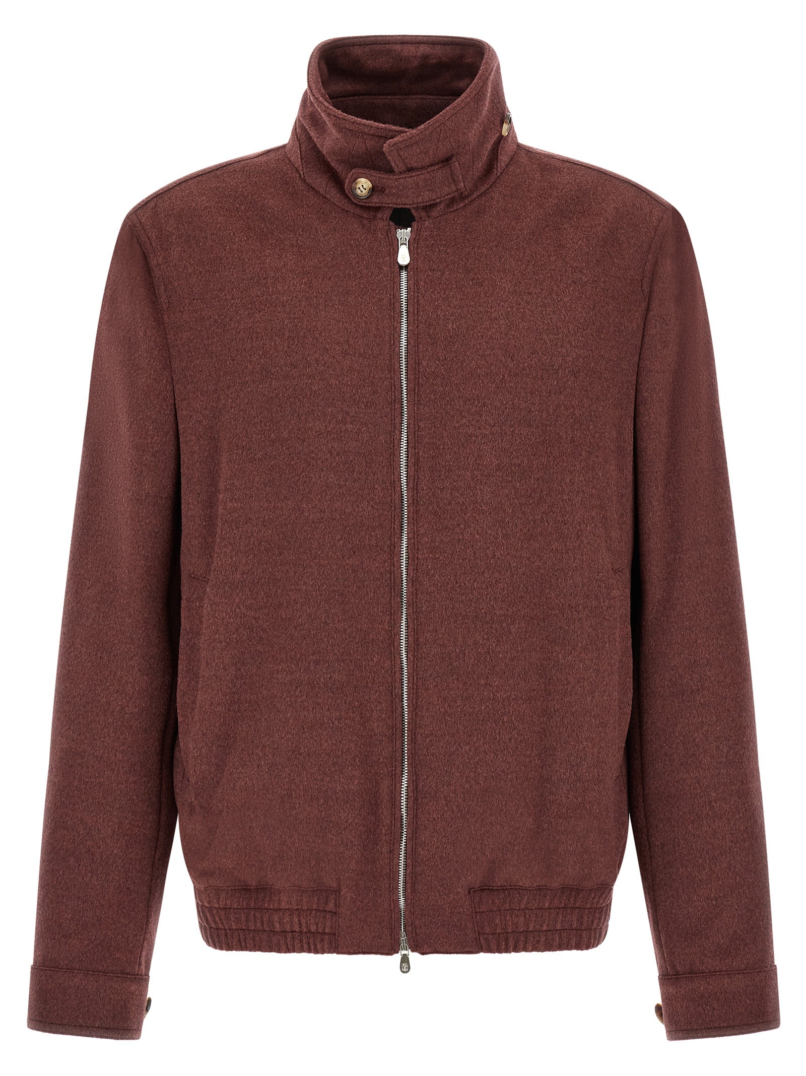 Brunello Cucinelli Bordeaux Virgin Wool Men's Bomber
