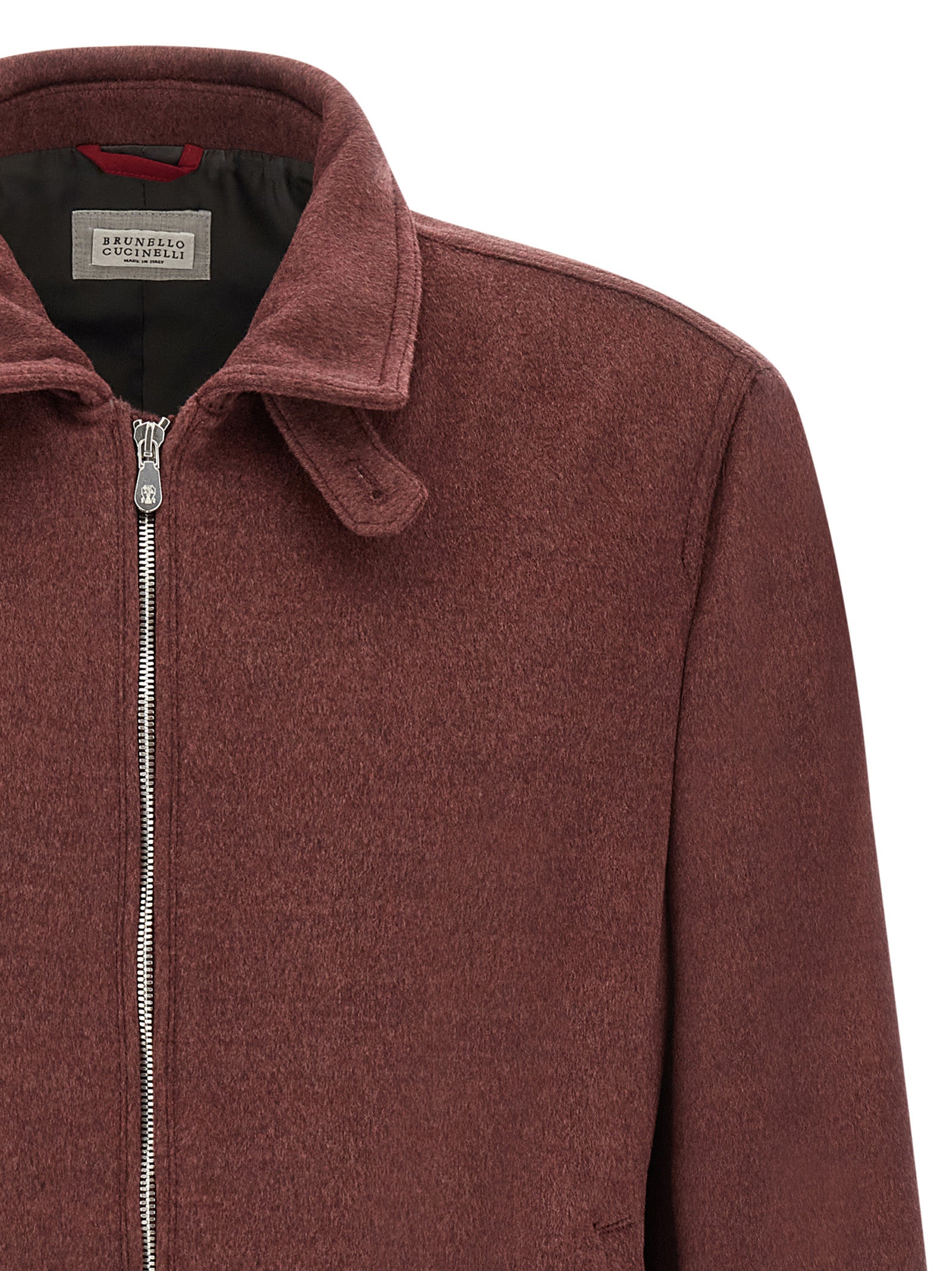 Brunello Cucinelli Bordeaux Virgin Wool Men's Bomber