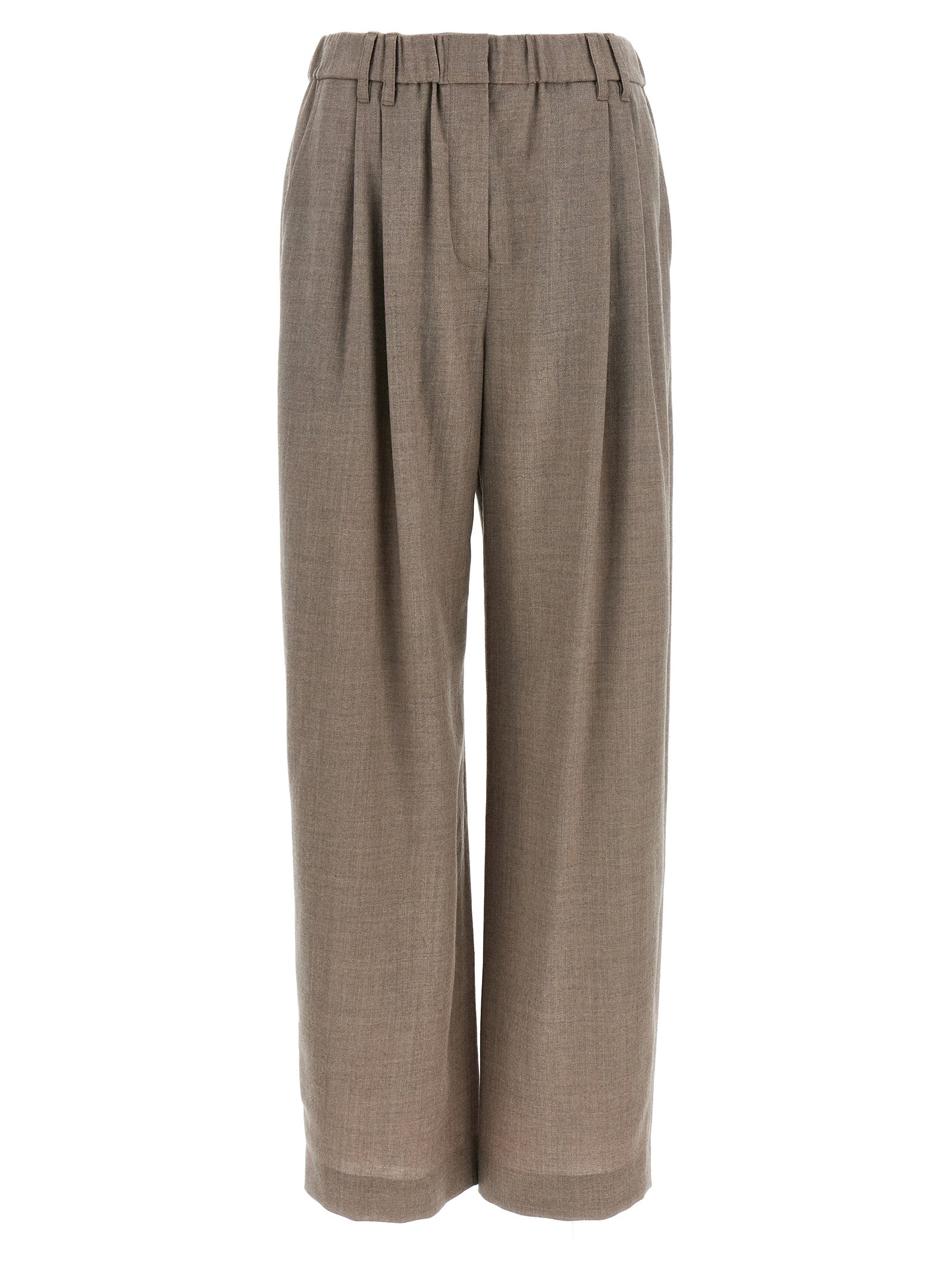 Brunello Cucinelli White Virgin Wool Casual Women's Pants