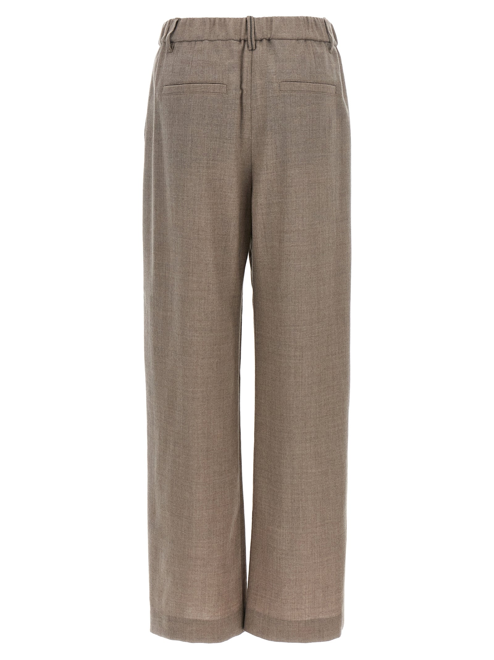 Brunello Cucinelli White Virgin Wool Casual Women's Pants