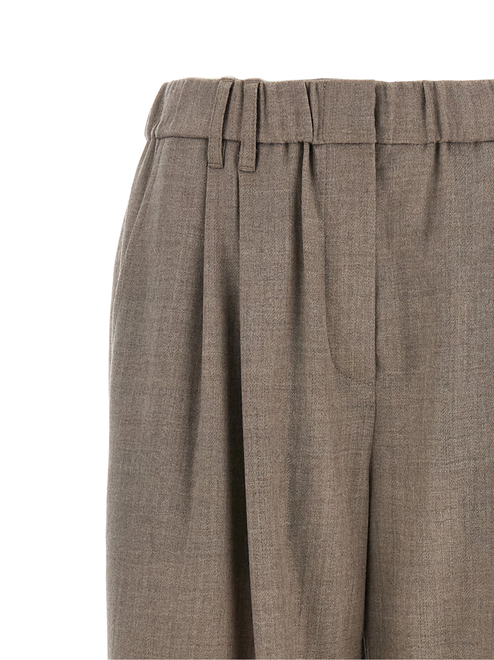 Brunello Cucinelli White Virgin Wool Casual Women's Pants
