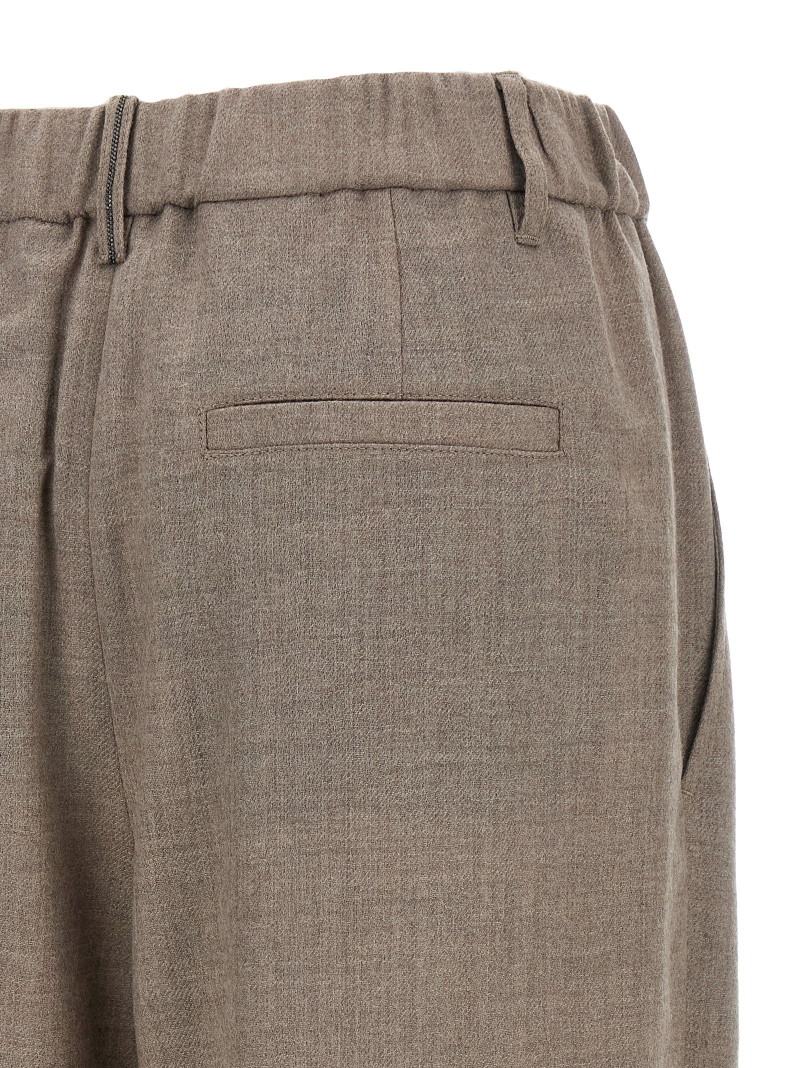 Brunello Cucinelli White Virgin Wool Casual Women's Pants