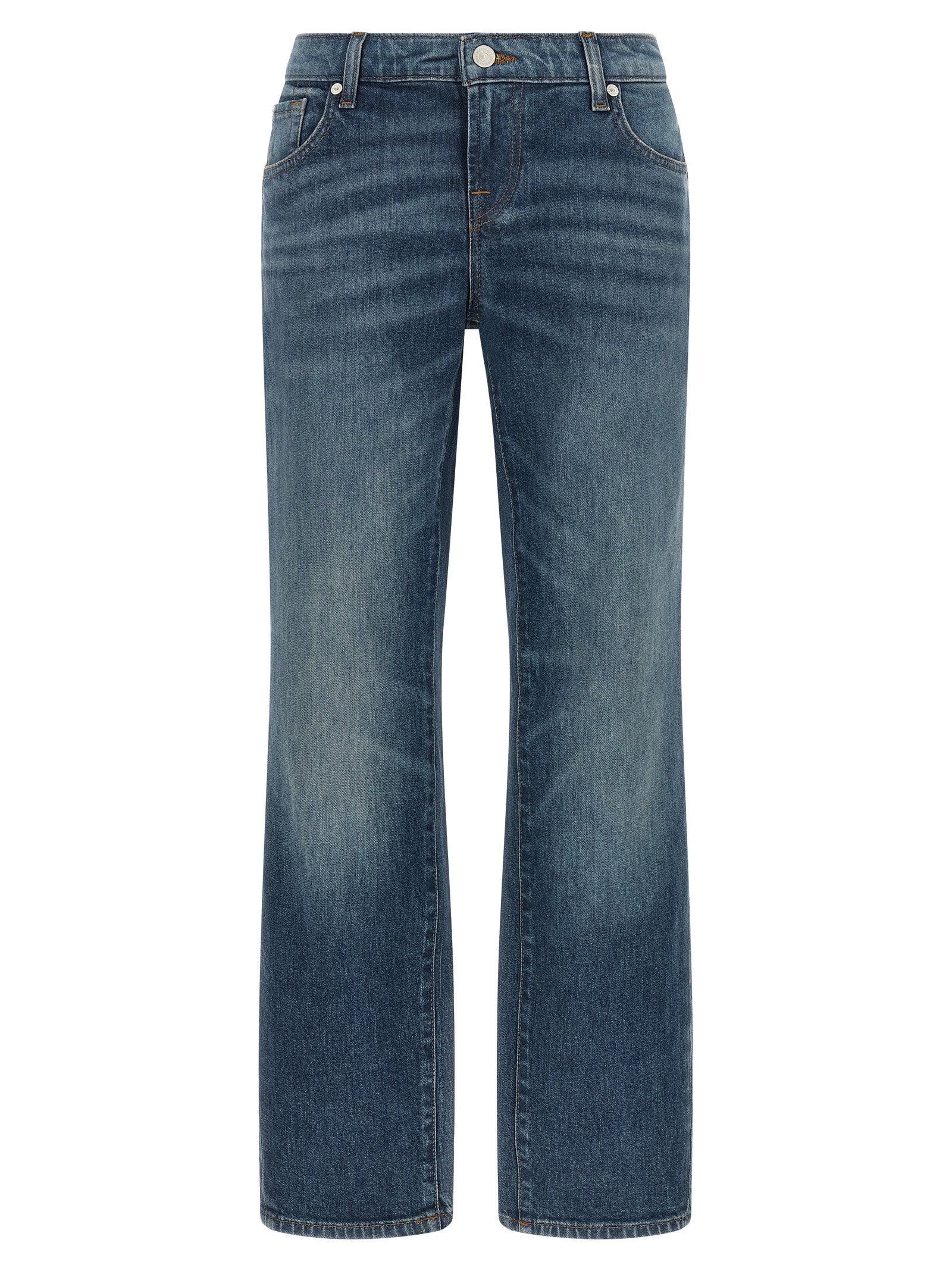 7 For All Mankind Blue Cotton Tapered Women's Jeans