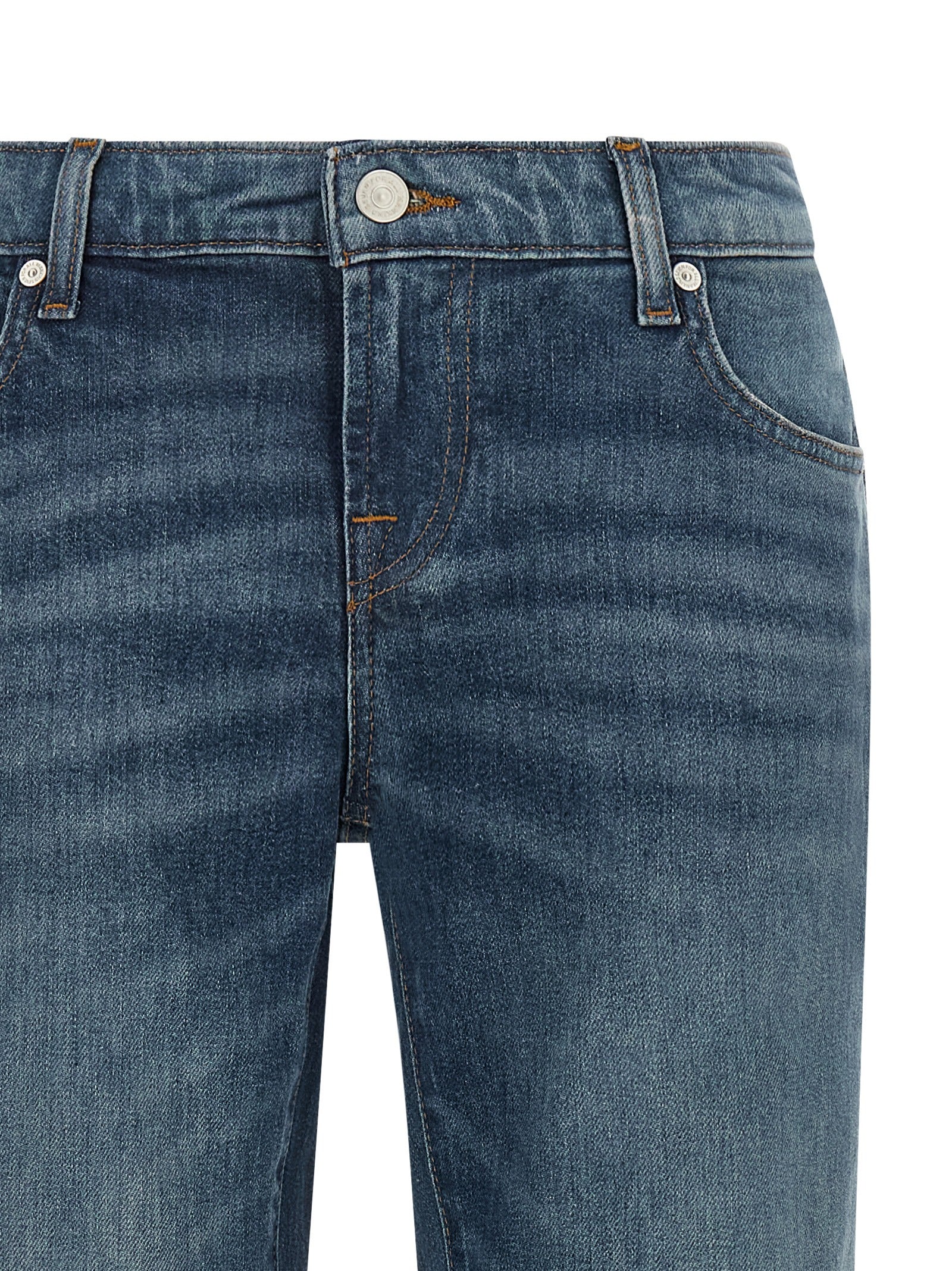 7 For All Mankind Blue Cotton Tapered Women's Jeans