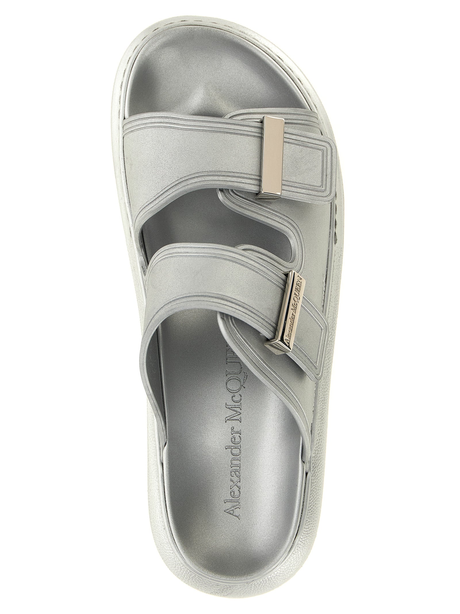 Alexander McQueen Silver Rubber Women's Slides
