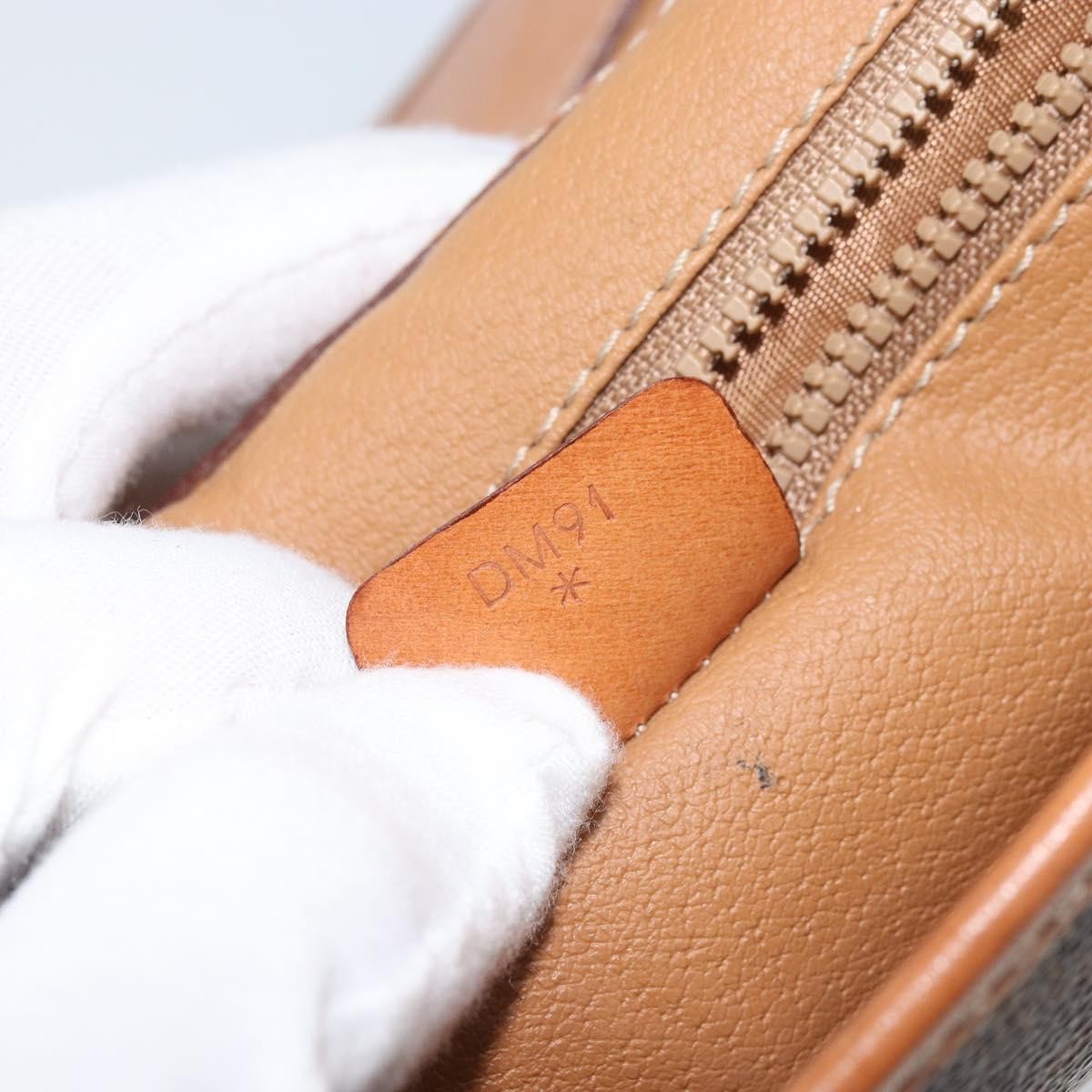 Celine Vintage Macadam Circle Logo Canvas And Leather Brown Canvas Shoulder Bag Bag (Pre-Owned)