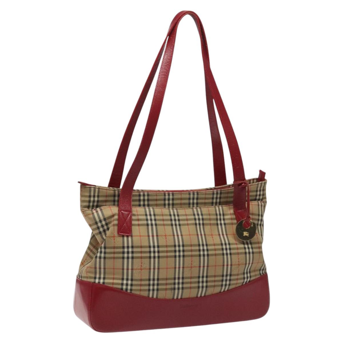 Burberry Nova Check Beige Canvas Tote Bag (Pre-Owned)