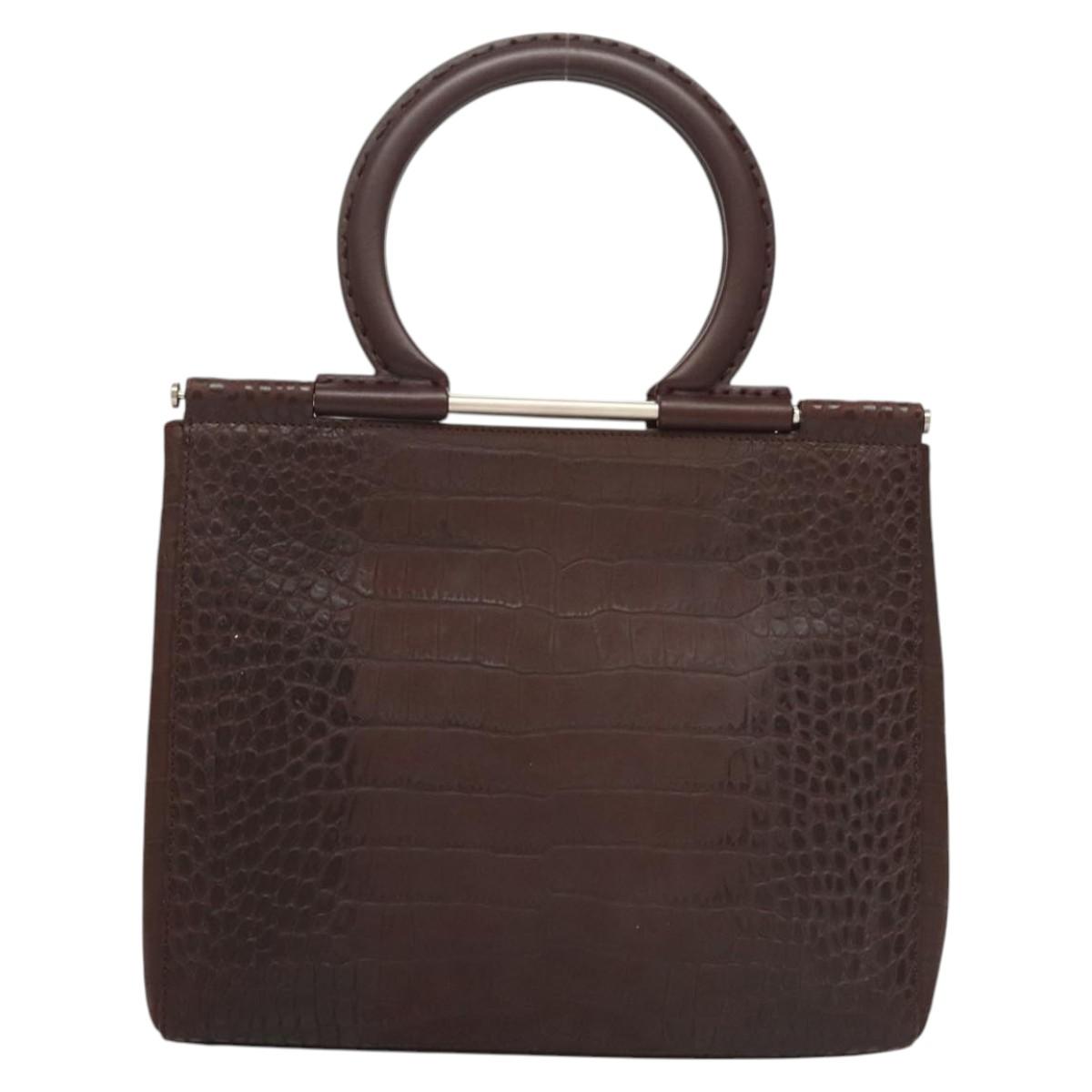 Salvatore Ferragamo Iconic Top Handle Brown Leather Handbag (Pre-Owned)