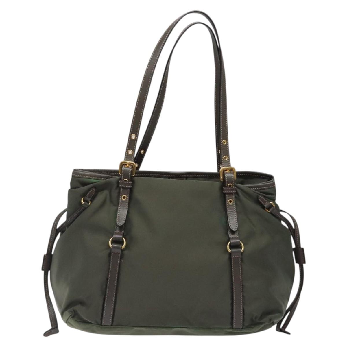 Prada Tessuto Khaki Nylon Tote Bag (Pre-Owned)