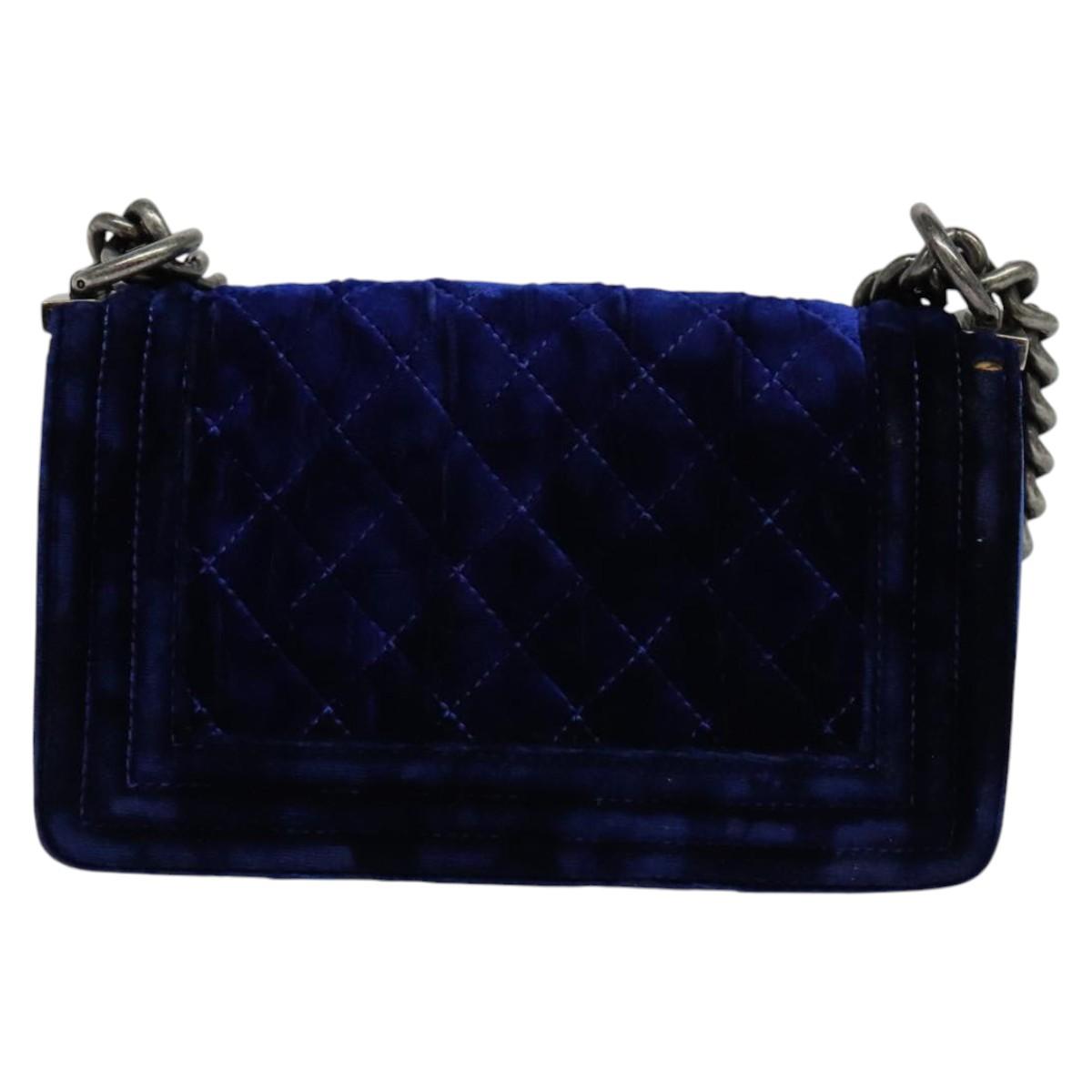 Chanel Boy Blue Velvet Shoulder Bag (Pre-Owned)