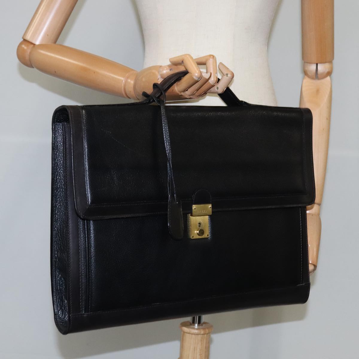 Bally Black Leather Briefcase Bag (Pre-Owned)