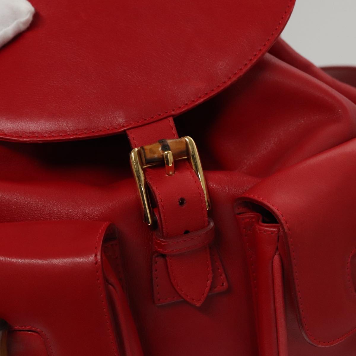 Gucci Bamboo Red Leather Backpack Bag (Pre-Owned)