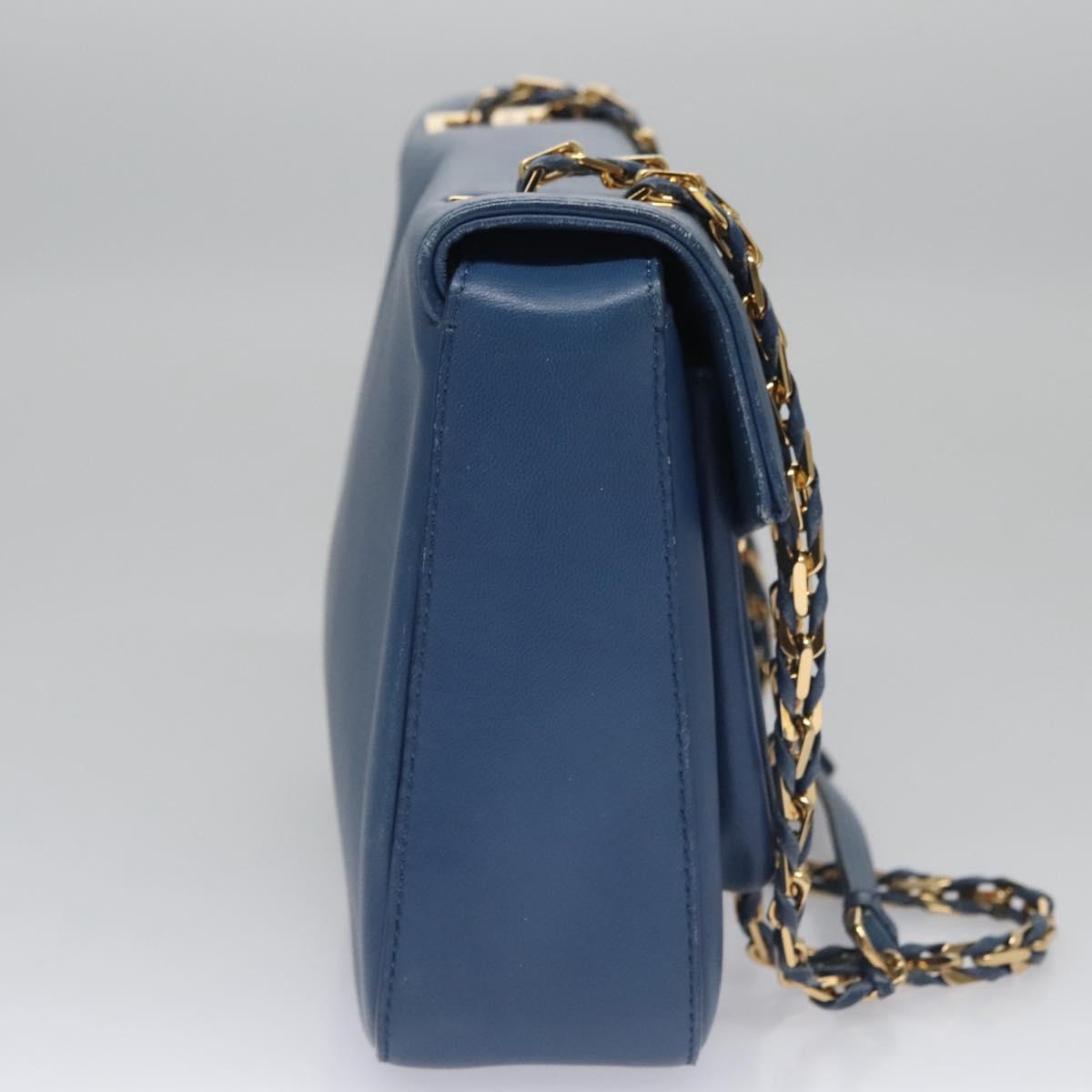 Fendi Bebaguette Blue Leather Shoulder Bag (Pre-Owned)
