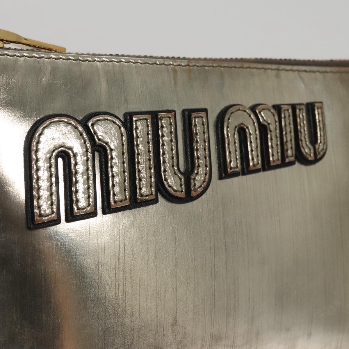 Miu Miu Gold Patent Leather Clutch Bag (Pre-Owned)