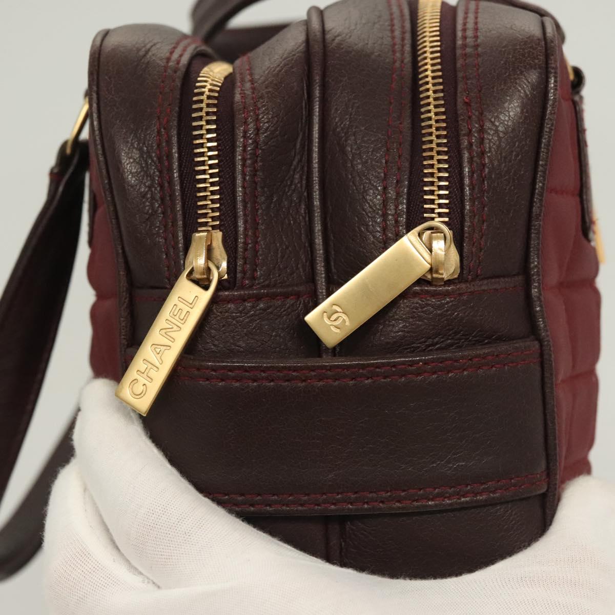 Chanel Chocolate Bar Burgundy Canvas Handbag (Pre-Owned)