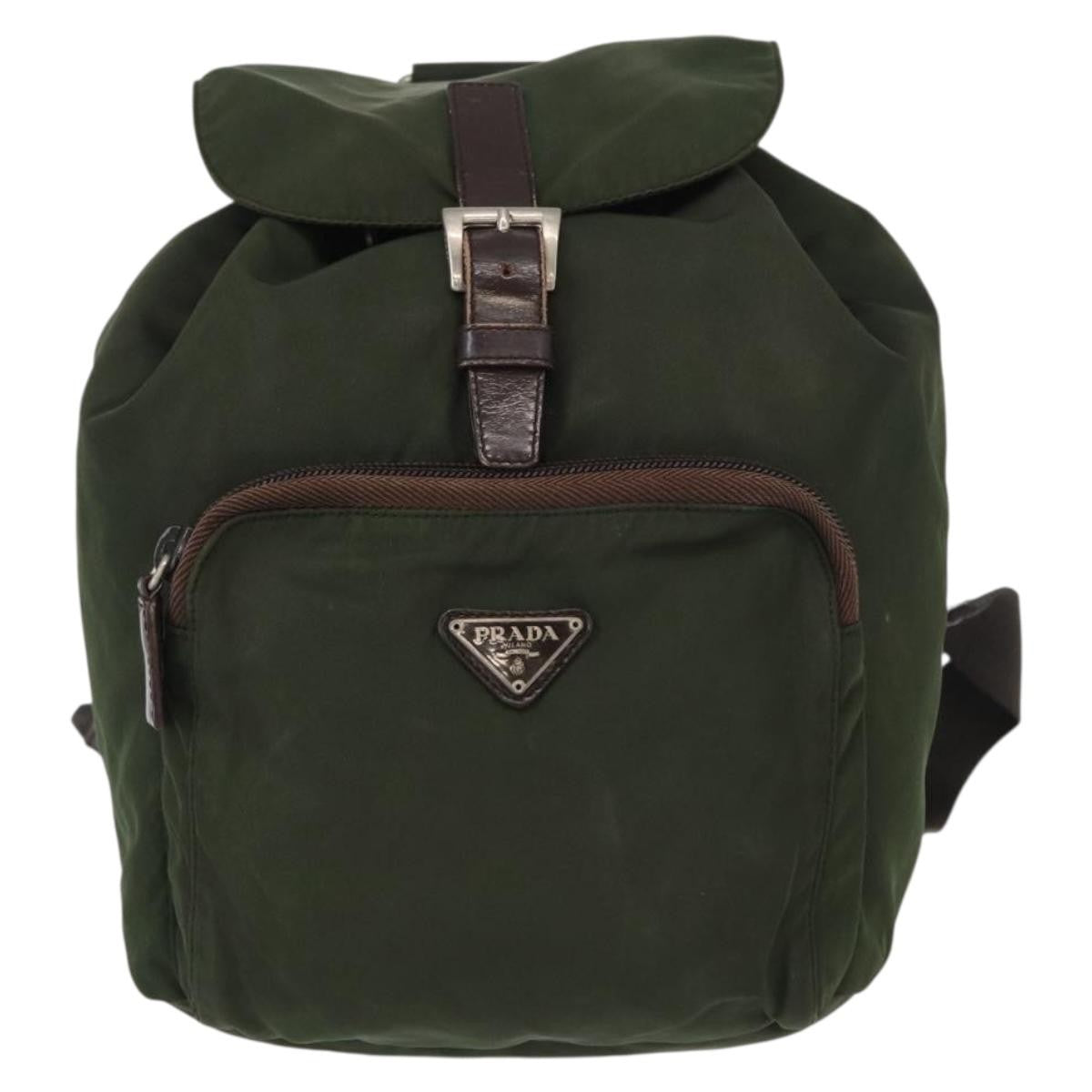 Prada Front Pocket Tessuto Khaki Nylon Backpack Bag (Pre-Owned)
