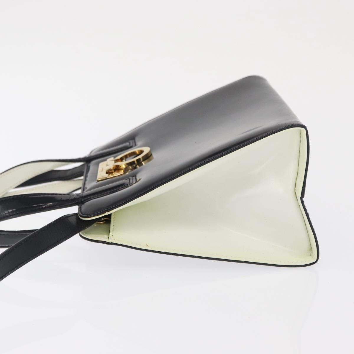 Salvatore Ferragamo Gancini Patent Leather Black Patent_Leather Handbag (Pre-Owned)
