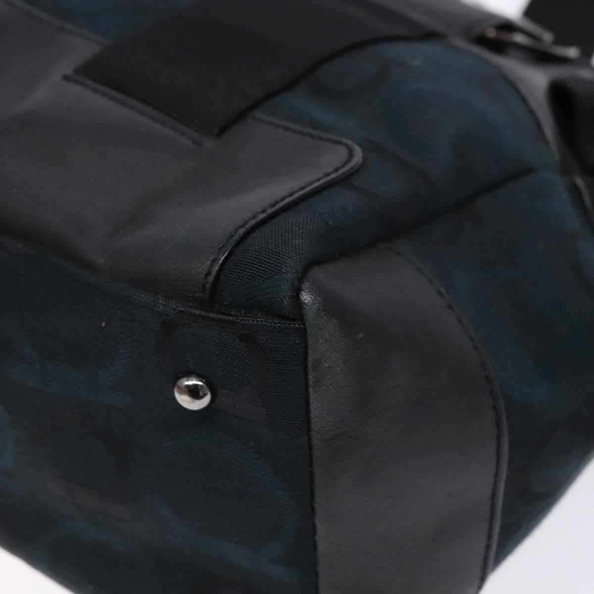 Salvatore Ferragamo Gancini Tote Canvas Black Canvas Tote Bag Bag (Pre-Owned)