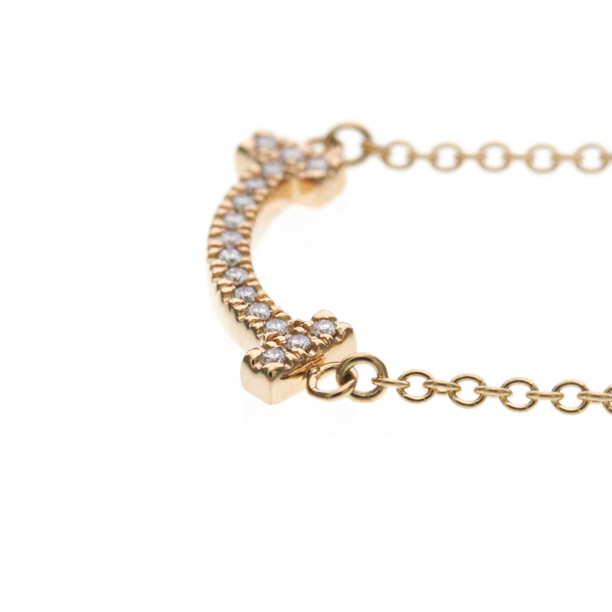 Tiffany & Co. T Smile Pendant 18K Rose Gold And Diamonds Gold Pink_Gold Necklace Jewelry (Pre-Owned)