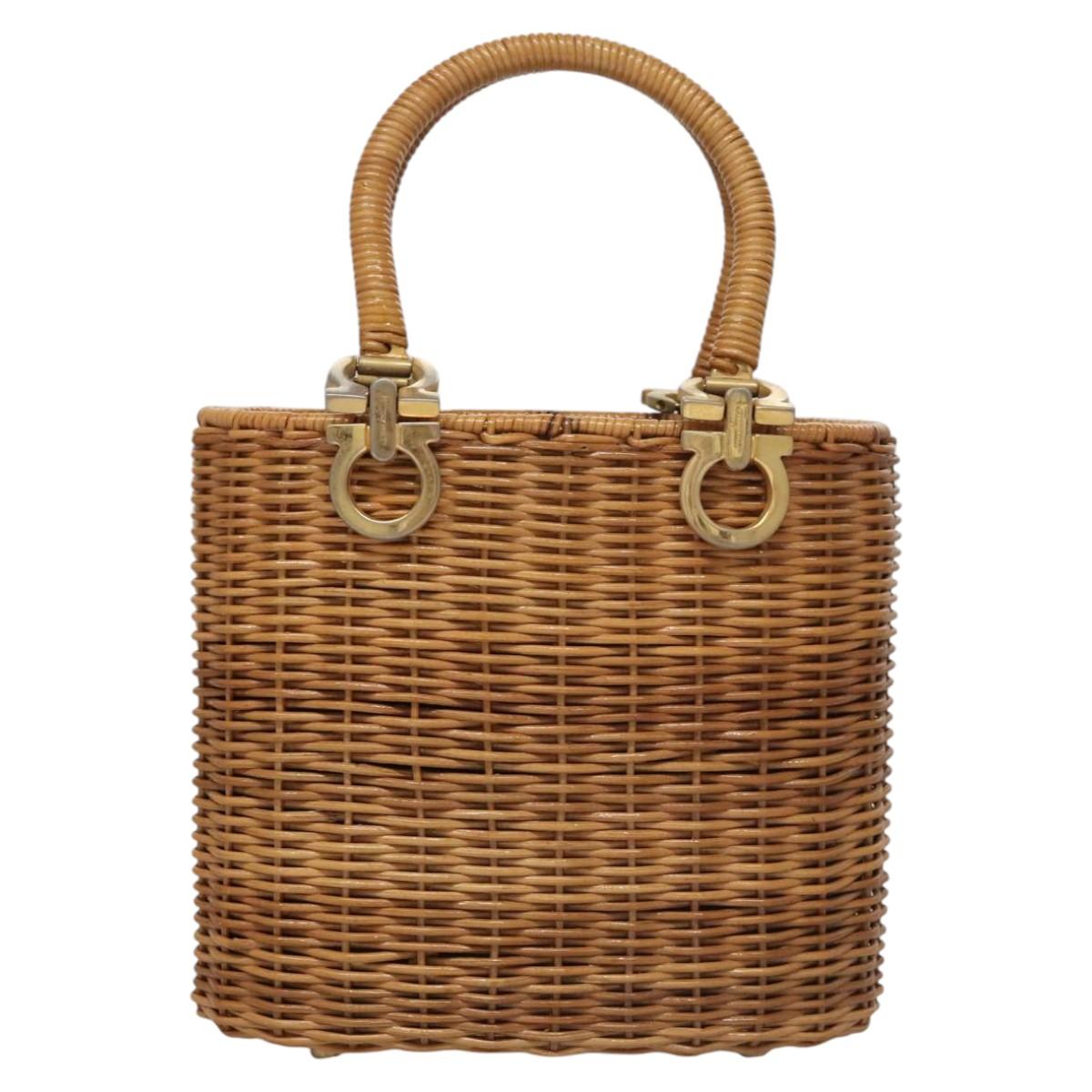 Salvatore Ferragamo Gancini Brown Wicker Handbag (Pre-Owned)