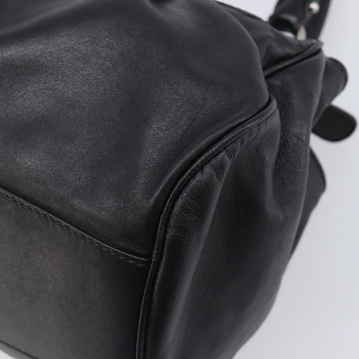 Salvatore Ferragamo Gancini Leather Black Leather Handbag (Pre-Owned)