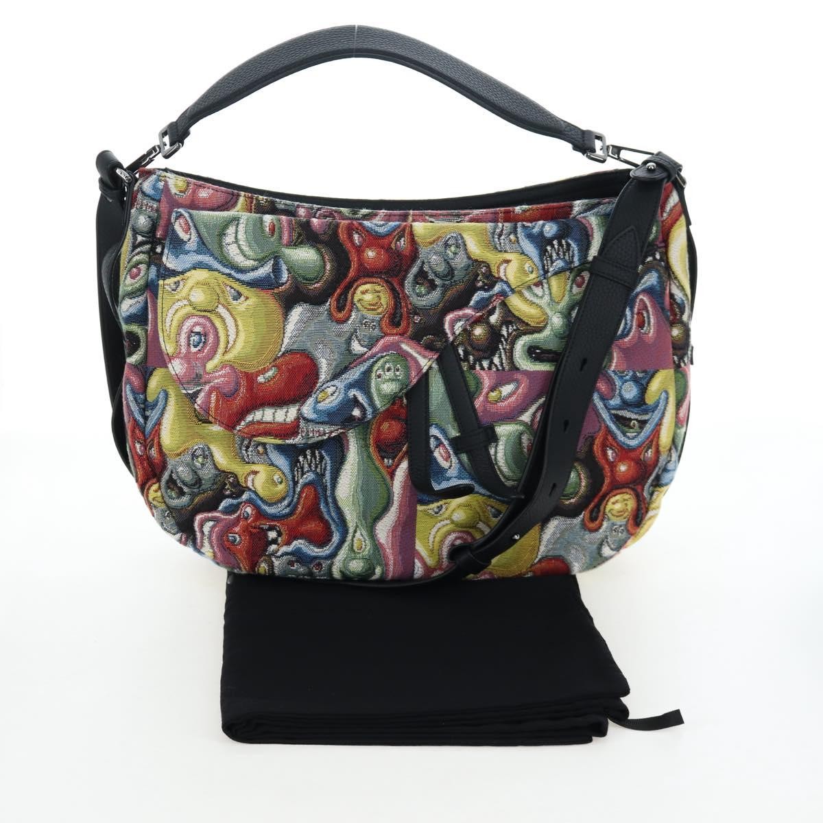 Christian Dior Kenny Scharf Saddle Soft Jacquard Printed Canvas Multicolour Canvas Handbag (Pre-Owned)
